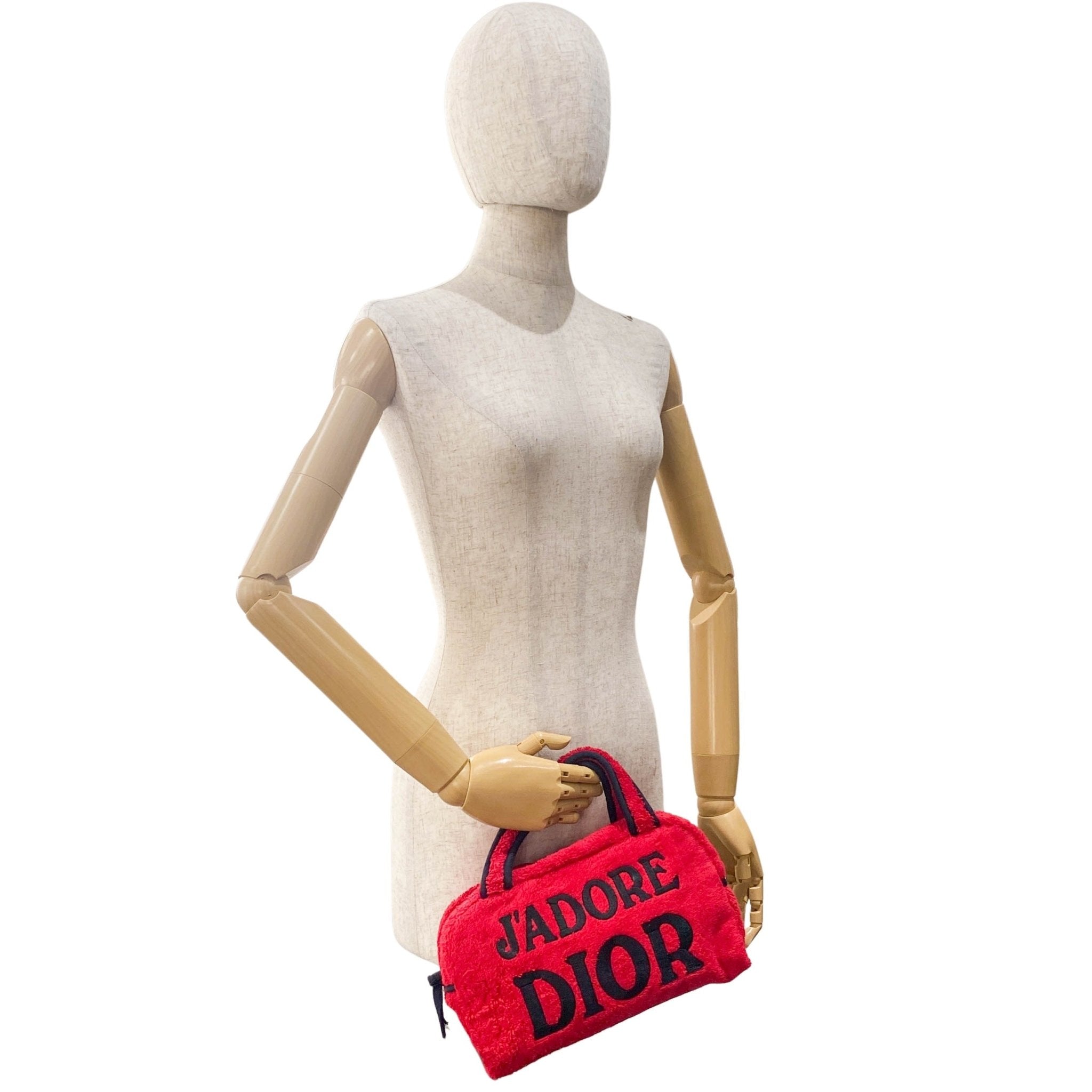 DIOR J'Adore Red & Black Terry Towel Cotton Mini Boston Bag, in , Sold by HIVE PRELOVED - Handle Bags, ,