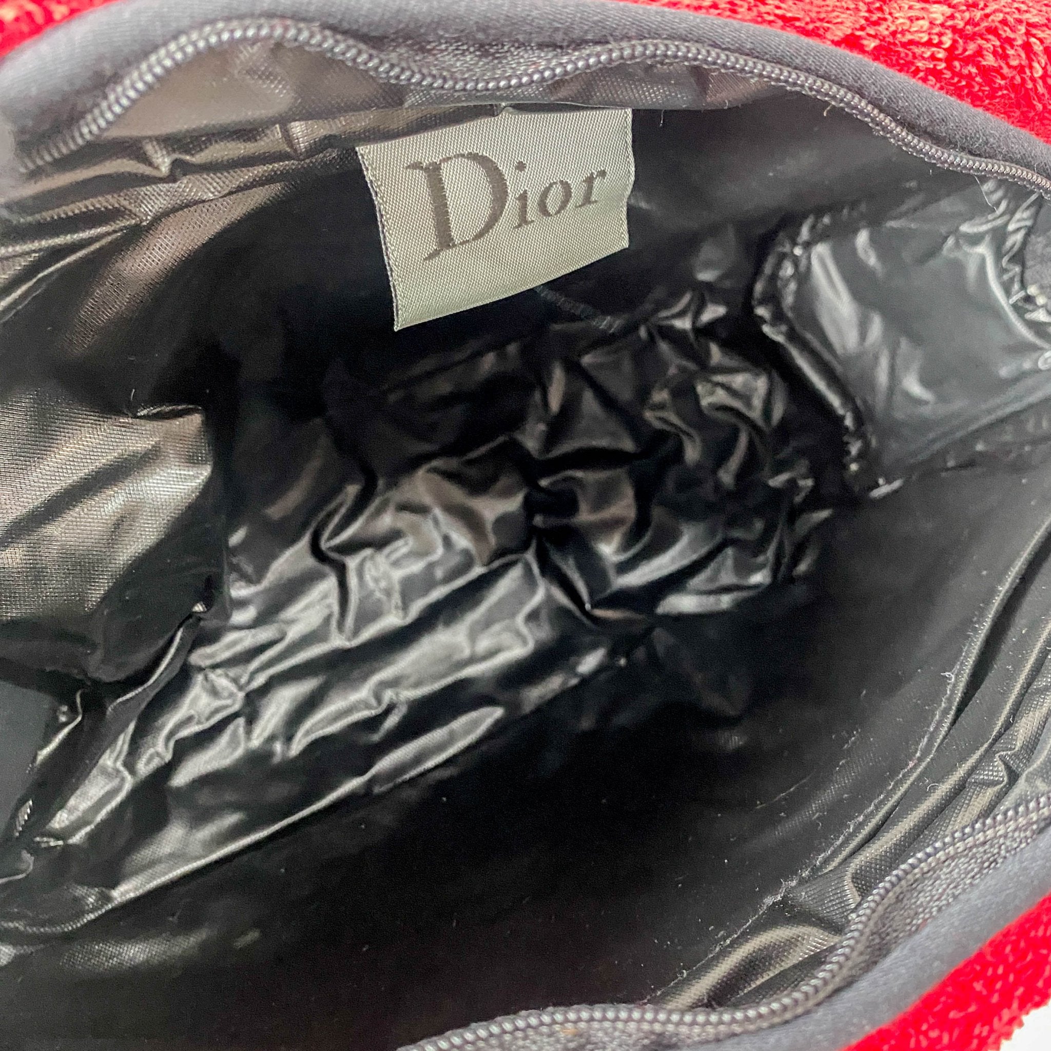 DIOR J'Adore Red & Black Terry Towel Cotton Mini Boston Bag, in , Sold by HIVE PRELOVED - Handle Bags, ,