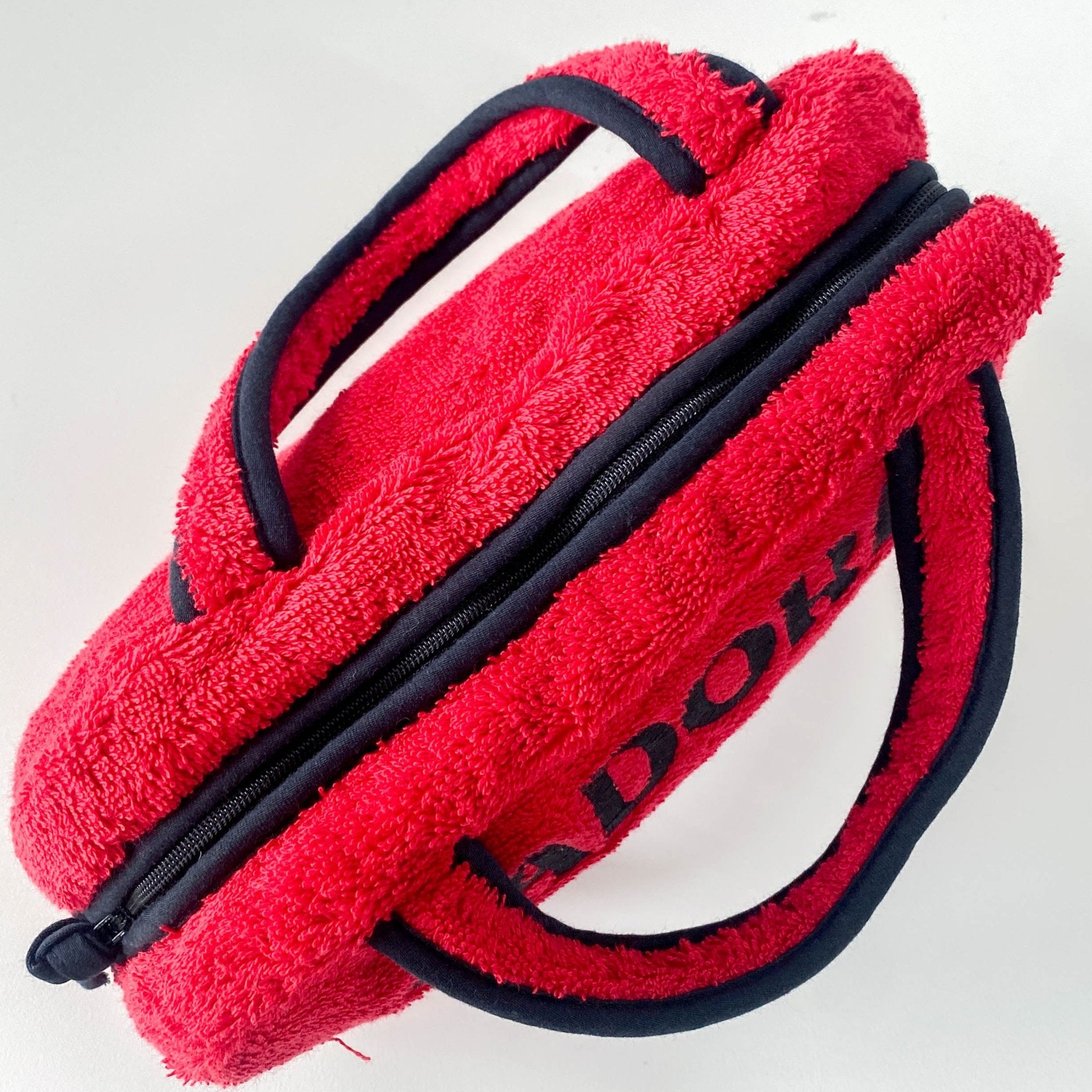 DIOR J'Adore Red & Black Terry Towel Cotton Mini Boston Bag, in , Sold by HIVE PRELOVED - Handle Bags, ,