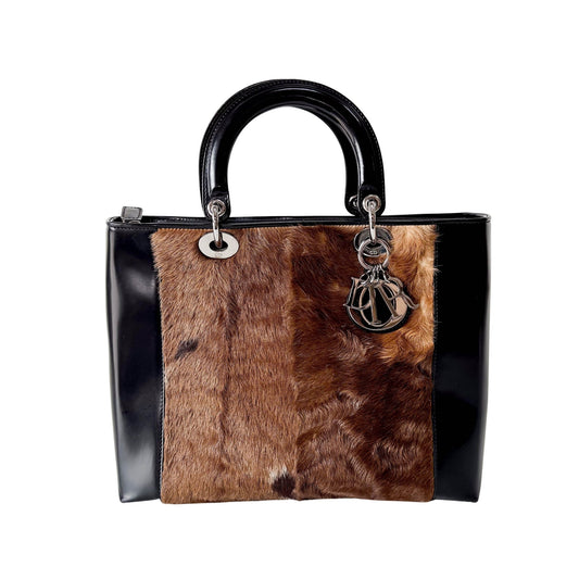 DIOR Lady Dior Brown Pony Hair Hand Bag, in , Sold by HIVE PRELOVED - Handle Bags, ,