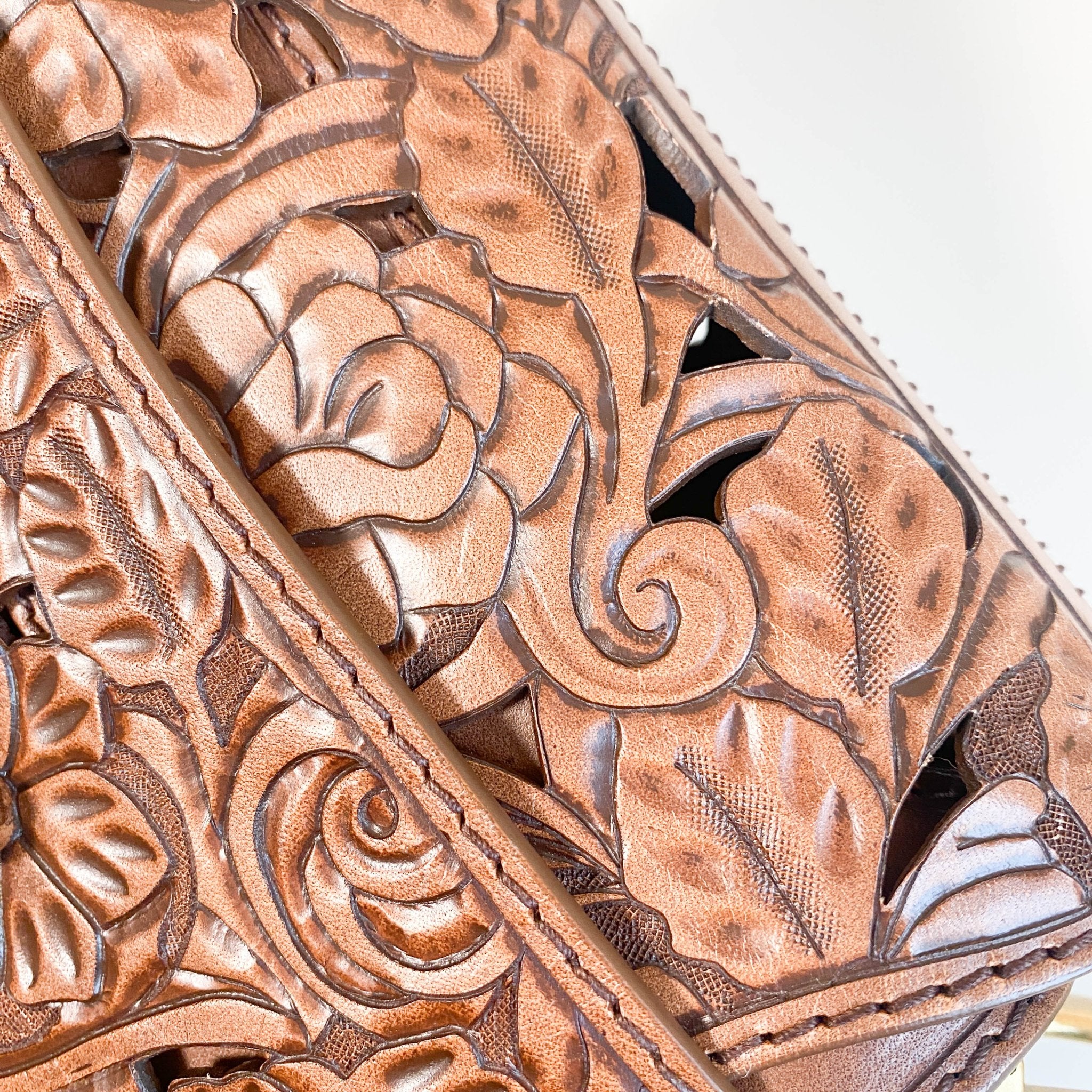 DIOR Laser Cut Floral Leather Saddle Bag Brown Shoulder Bag, in , Sold by HIVE PRELOVED - Shoulder Bags, ,