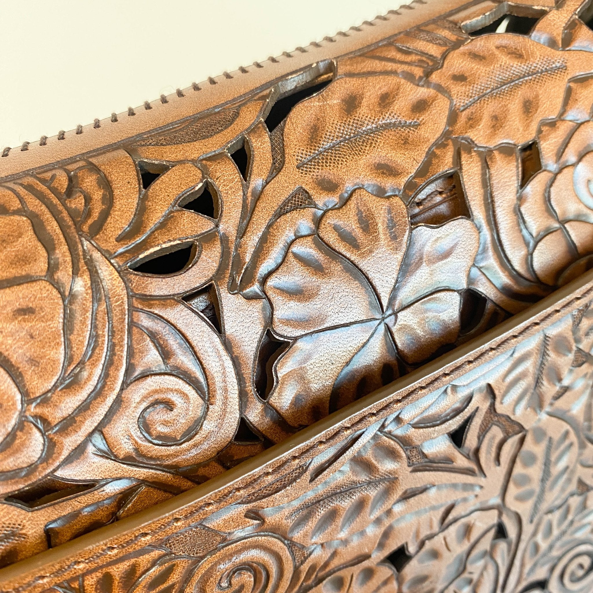 DIOR Laser Cut Floral Leather Saddle Bag Brown Shoulder Bag, in , Sold by HIVE PRELOVED - Shoulder Bags, ,