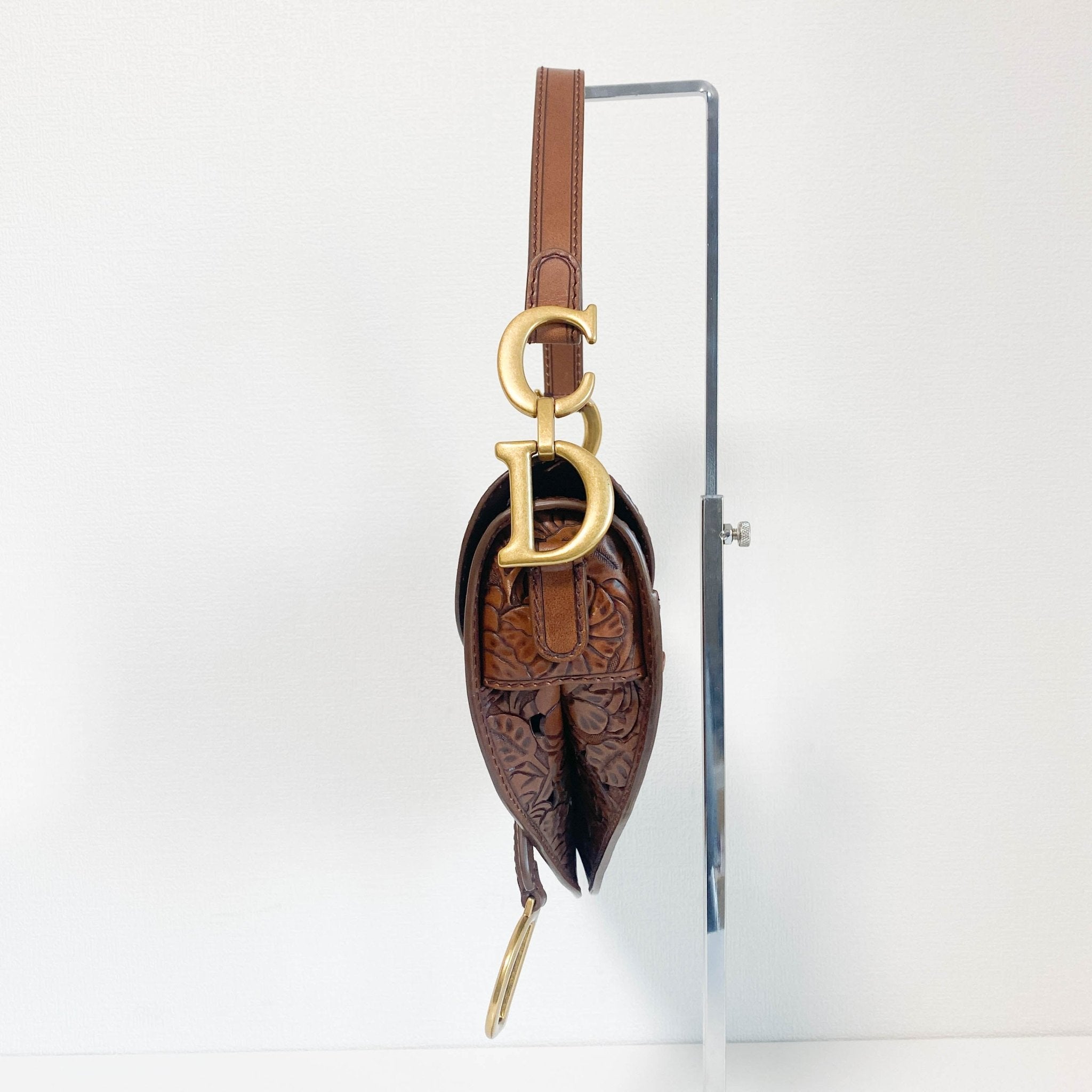 DIOR Laser Cut Floral Leather Saddle Bag Brown Shoulder Bag, in , Sold by HIVE PRELOVED - Shoulder Bags, ,