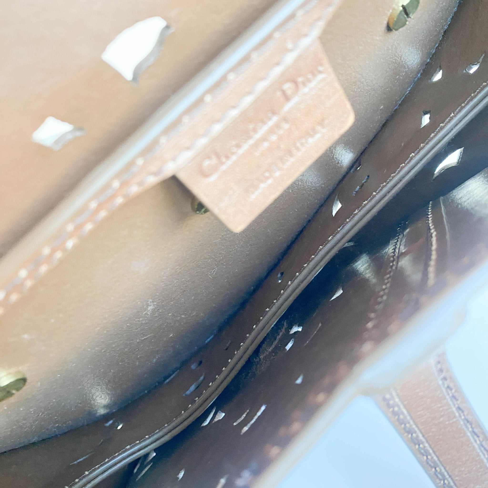 DIOR Laser Cut Floral Leather Saddle Bag Brown Shoulder Bag, in , Sold by HIVE PRELOVED - Shoulder Bags, ,