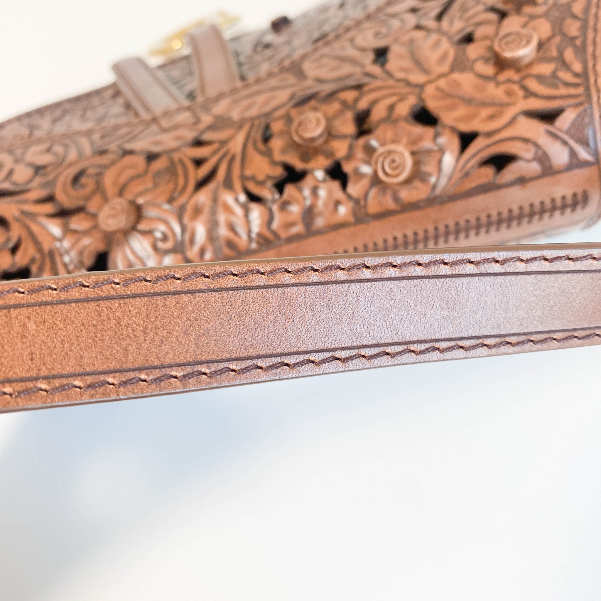 DIOR Laser Cut Floral Leather Saddle Bag Brown Shoulder Bag, in , Sold by HIVE PRELOVED - Shoulder Bags, ,