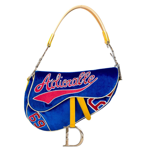 DIOR Limited Edition Saddle "Adiorable" Blue Velvet, in , Sold by HIVE PRELOVED - Shoulder Bags, ,
