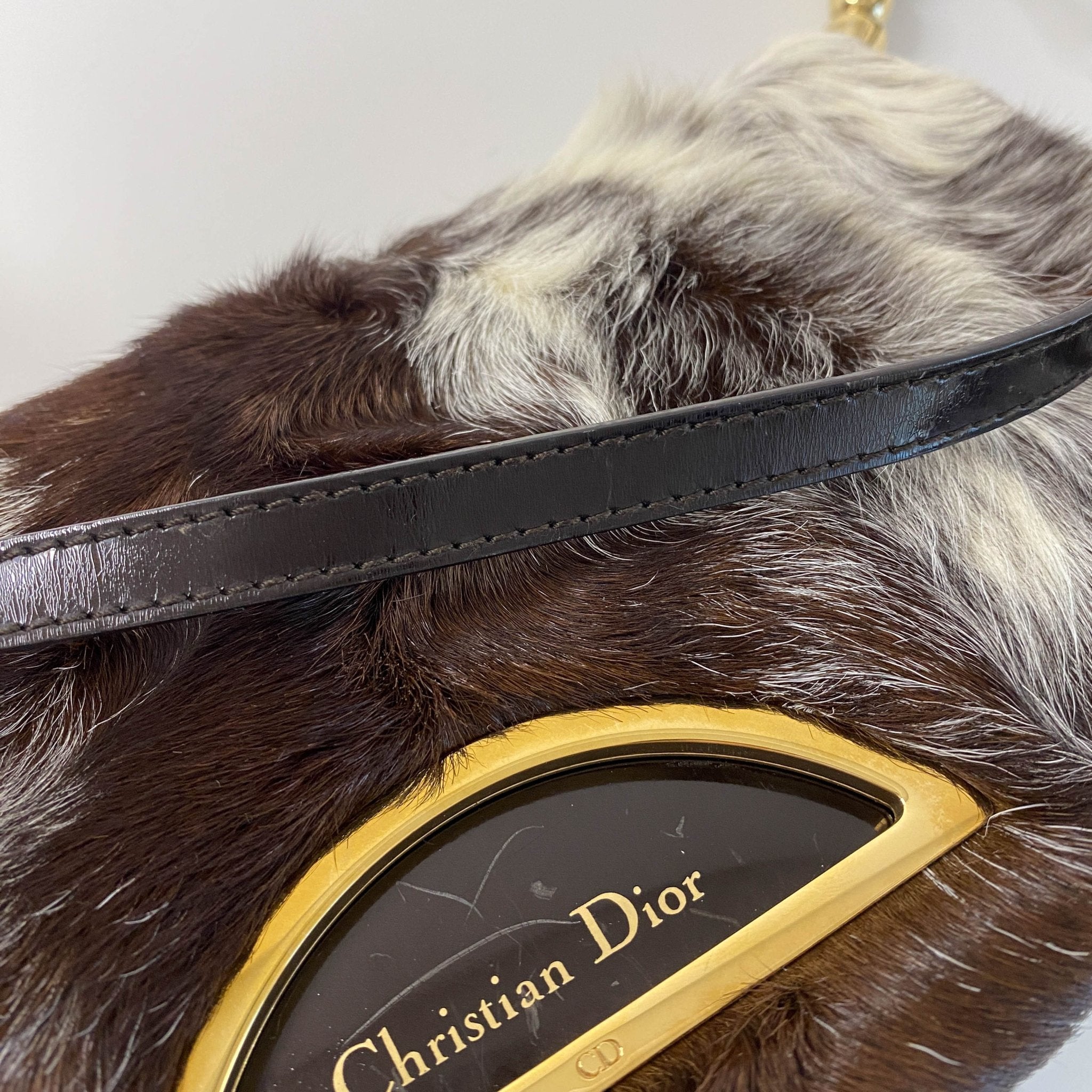 DIOR Malice Pearl Brown Fur/Leather Shoulder Bag, in , Sold by HIVE PRELOVED - Shoulder Bags, ,