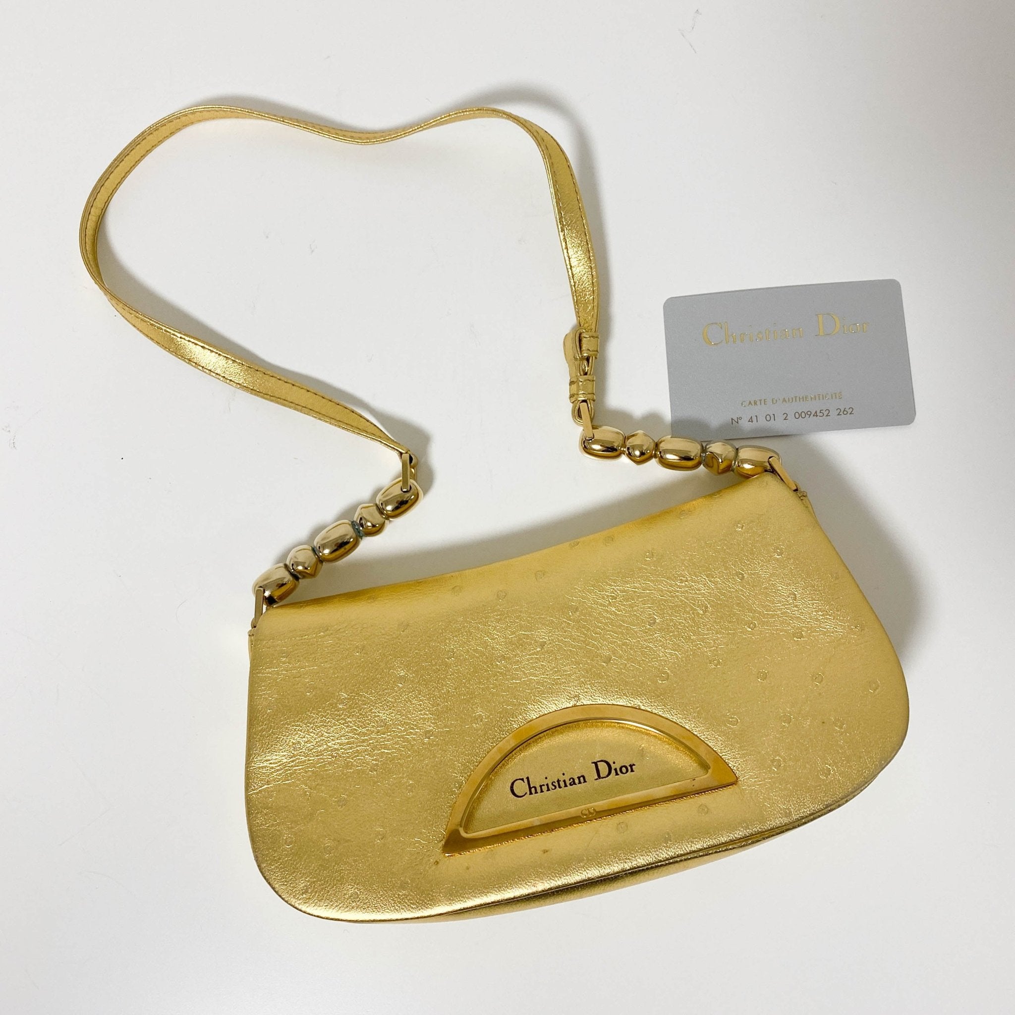 DIOR Malice Pearl Gold Leather Shoulder Bag, in , Sold by HIVE PRELOVED - Handle Bags, ,