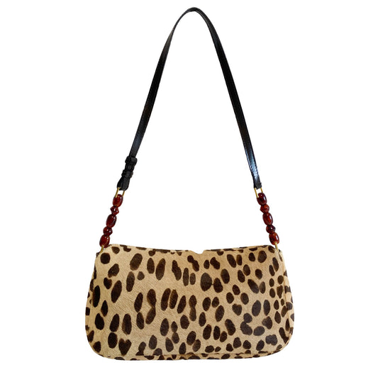 DIOR Malice Pearl Leopard Brown Leather Shoulder Bag, in , Sold by HIVE PRELOVED - Shoulder Bags, ,