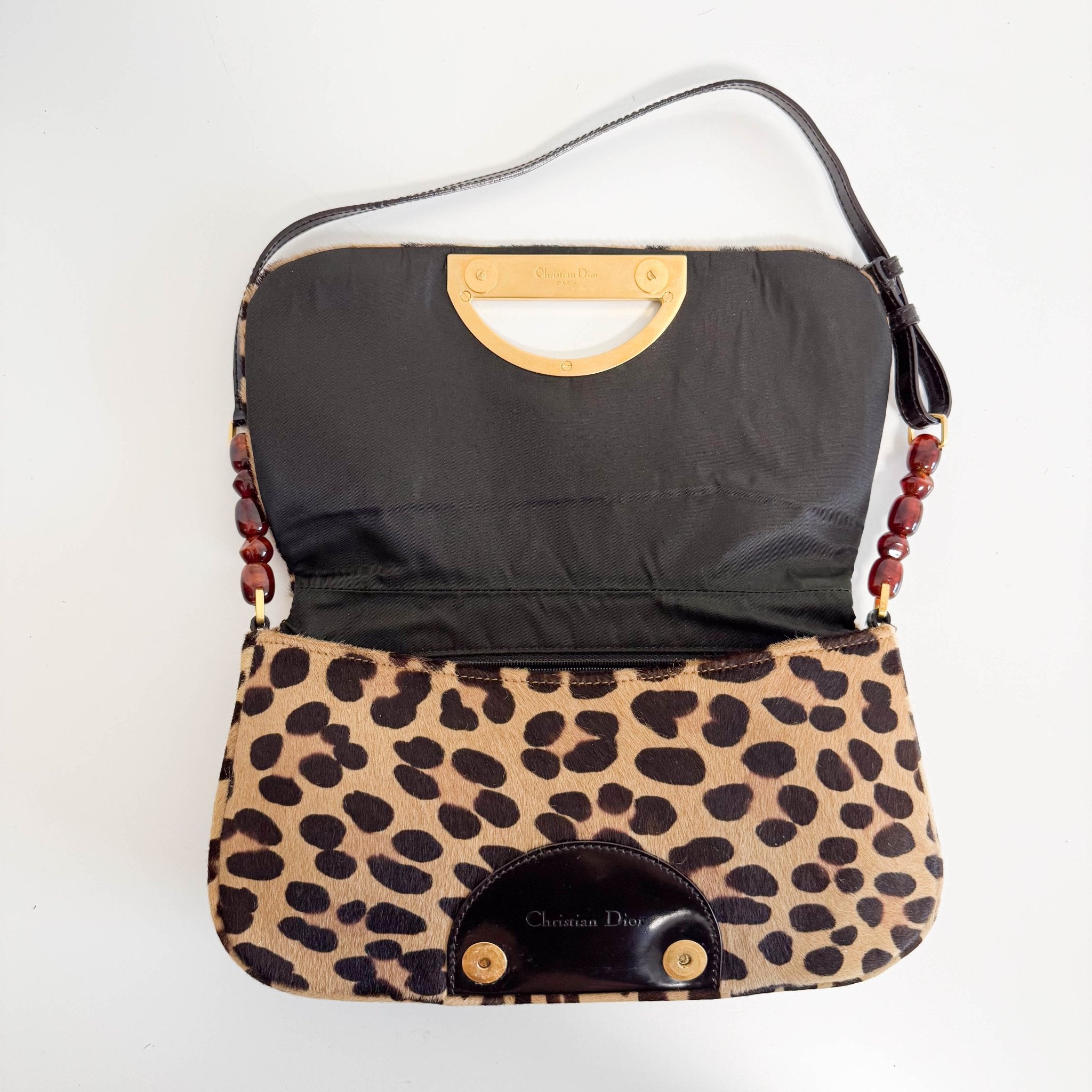 DIOR Malice Pearl Leopard Brown Leather Shoulder Bag, in , Sold by HIVE PRELOVED - Shoulder Bags, ,