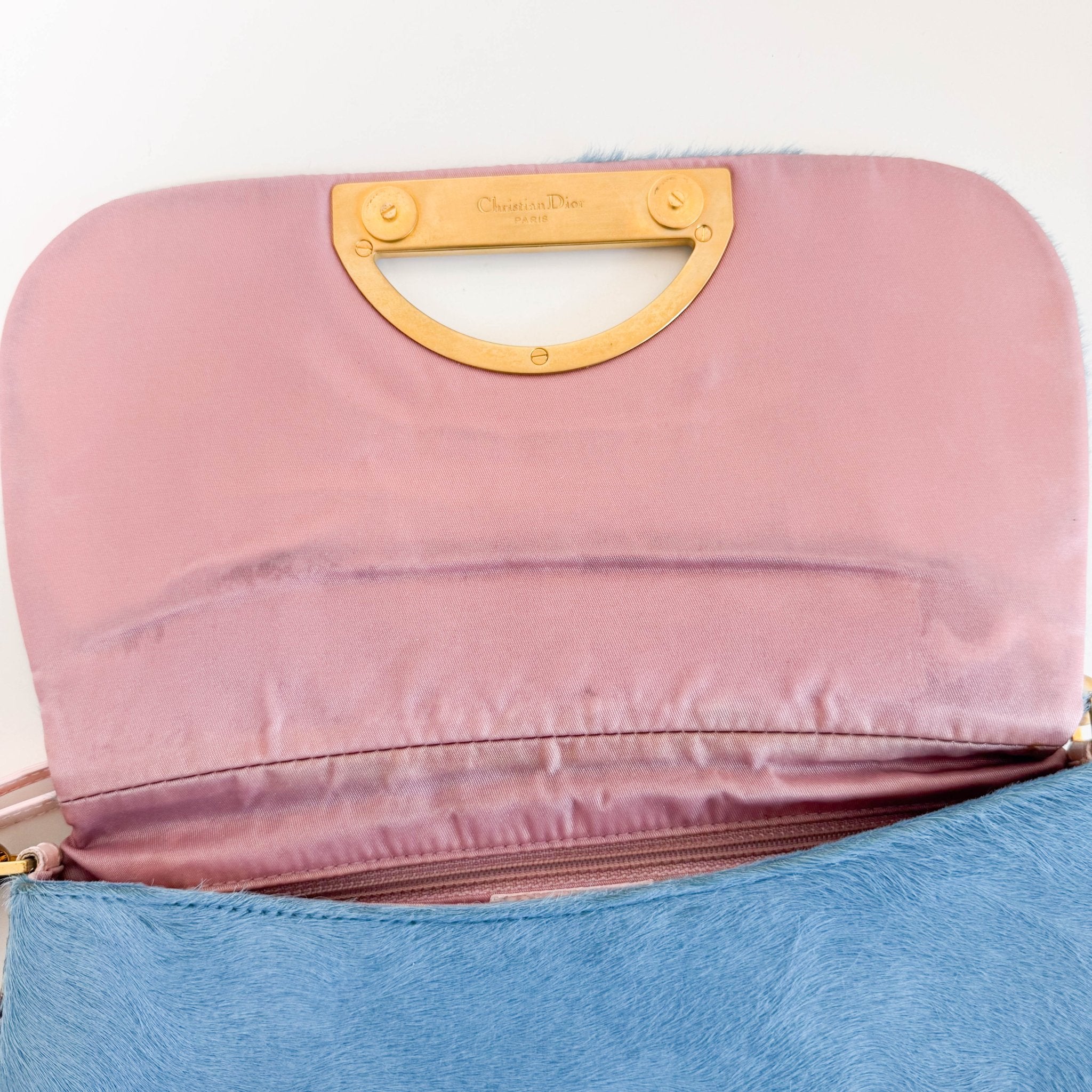 DIOR Malice Pearl Light Blue/Pink Pony Hair/Leather Shoulder Bag, in , Sold by HIVE PRELOVED - Shoulder Bags, ,