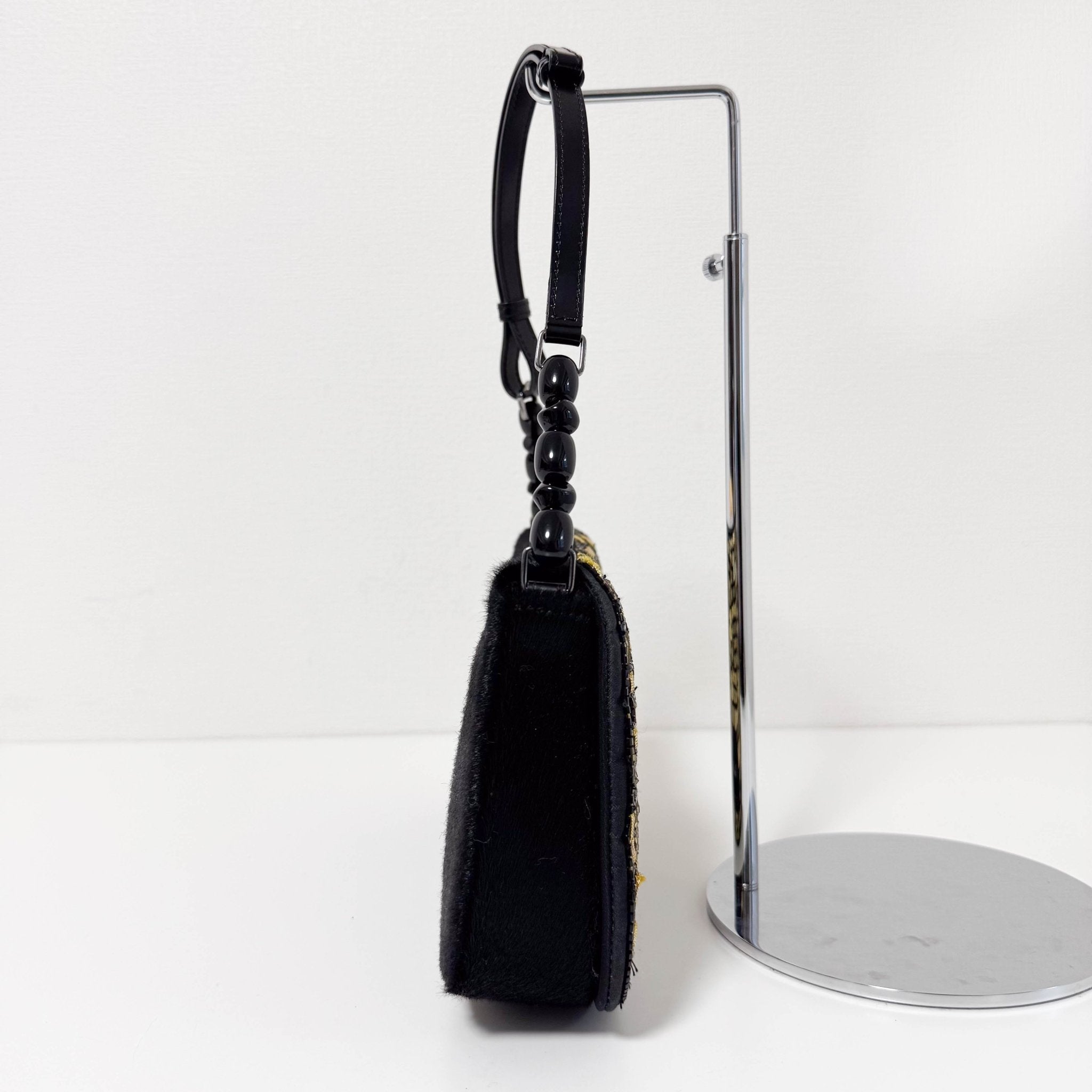 DIOR Maris Pear Black/Gold Embellished Pony Hair Shoulder Bag, in , Sold by HIVE PRELOVED - Shoulder Bags, ,