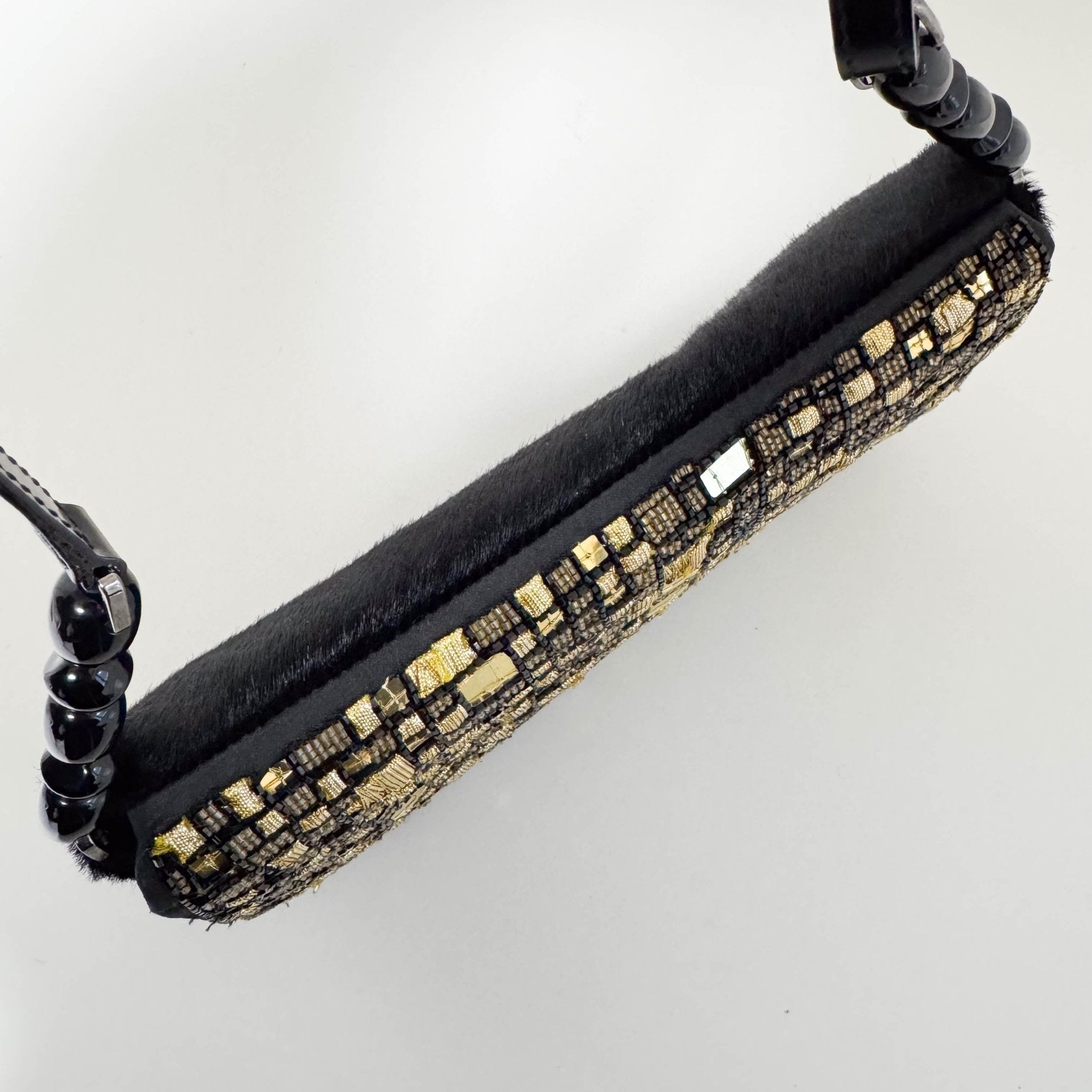 DIOR Maris Pear Black/Gold Embellished Pony Hair Shoulder Bag, in , Sold by HIVE PRELOVED - Shoulder Bags, ,