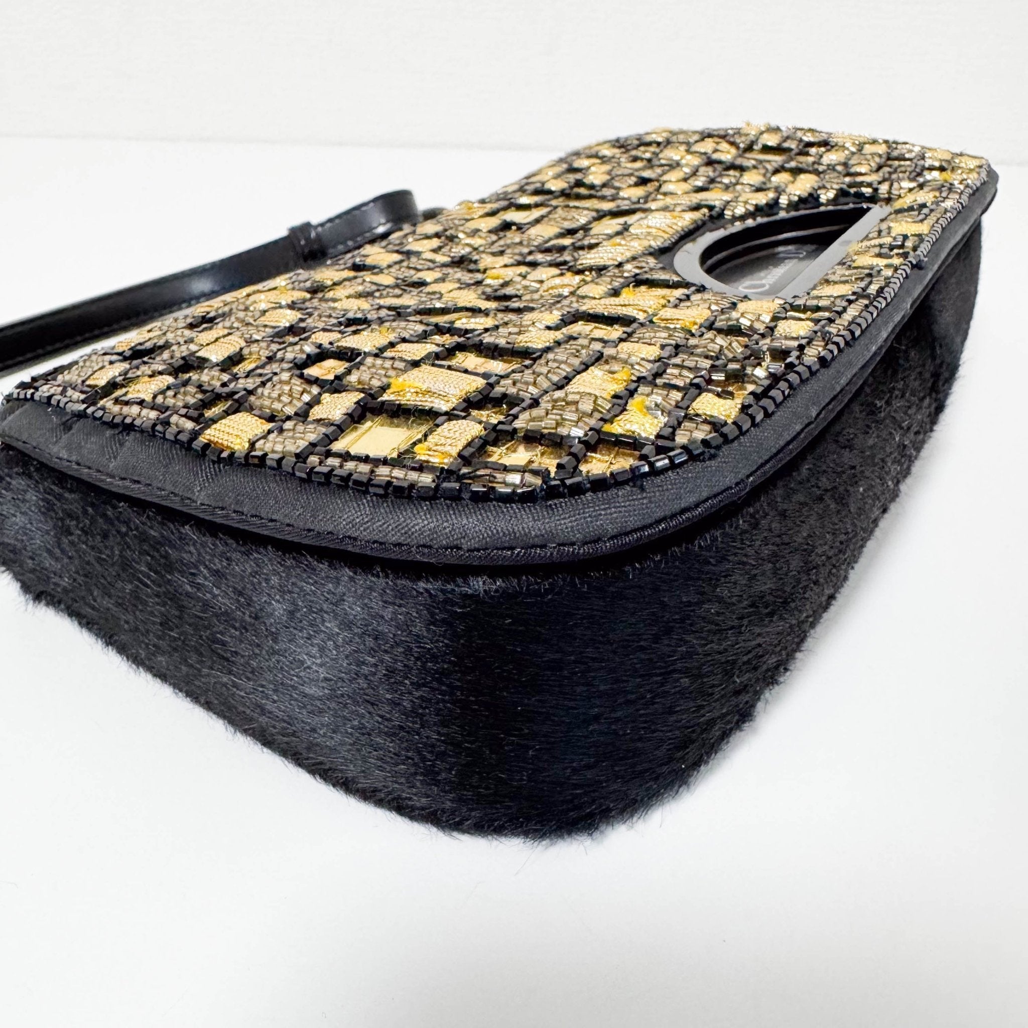 DIOR Maris Pear Black/Gold Embellished Pony Hair Shoulder Bag, in , Sold by HIVE PRELOVED - Shoulder Bags, ,