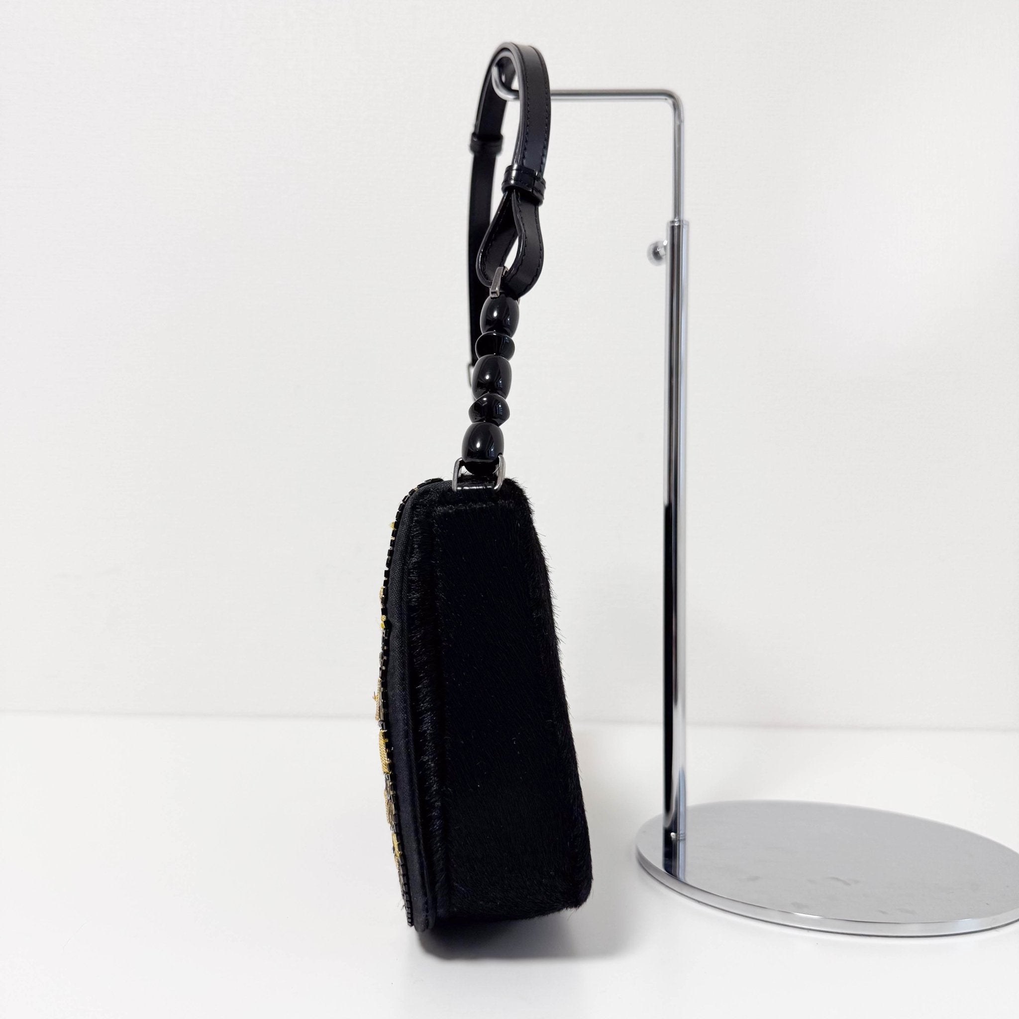 DIOR Maris Pear Black/Gold Embellished Pony Hair Shoulder Bag, in , Sold by HIVE PRELOVED - Shoulder Bags, ,