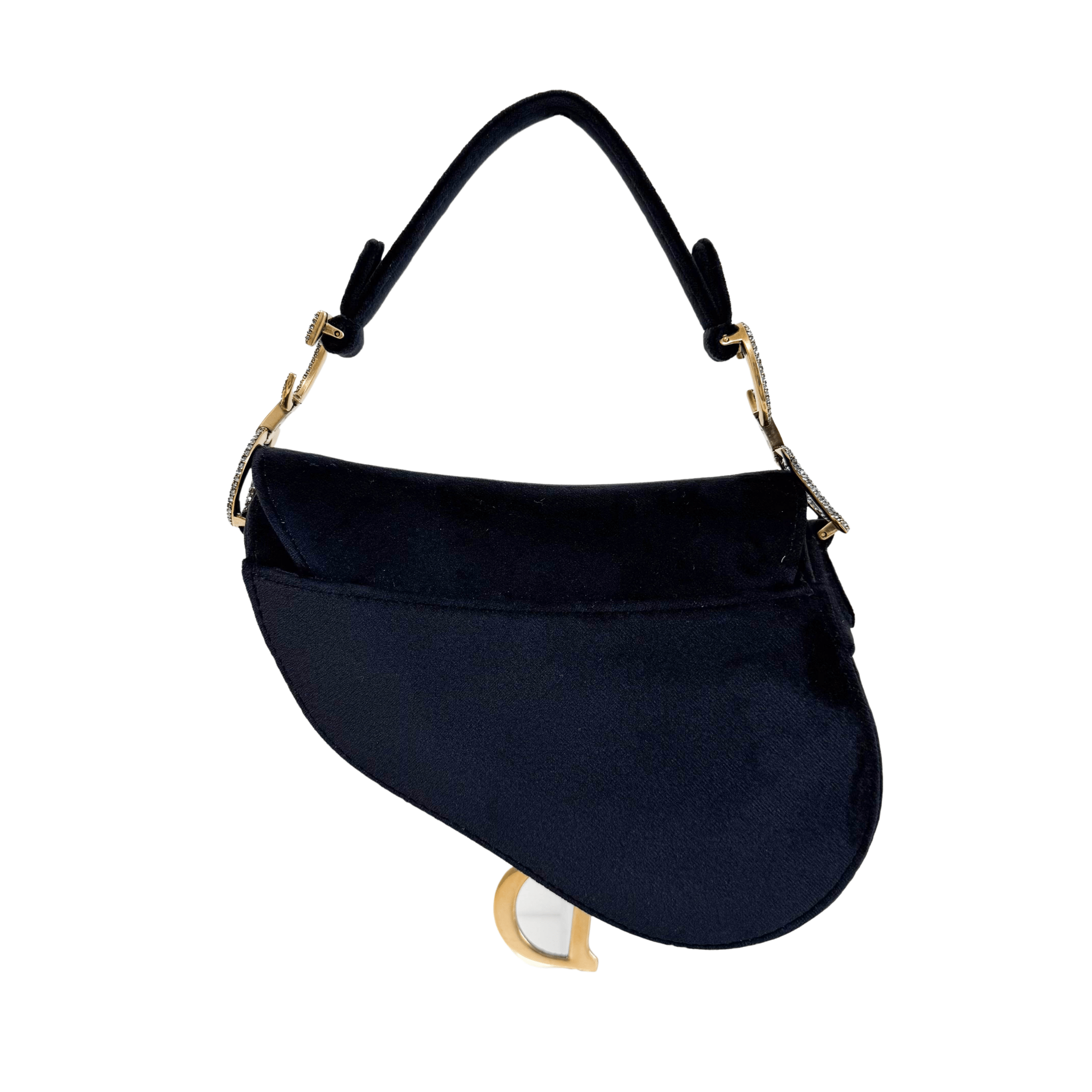 DIOR Mini Saddle Black Velvet Shoulder Bag with Rhinestone Hardware, in , Sold by HIVE PRELOVED - Shoulder Bags, ,