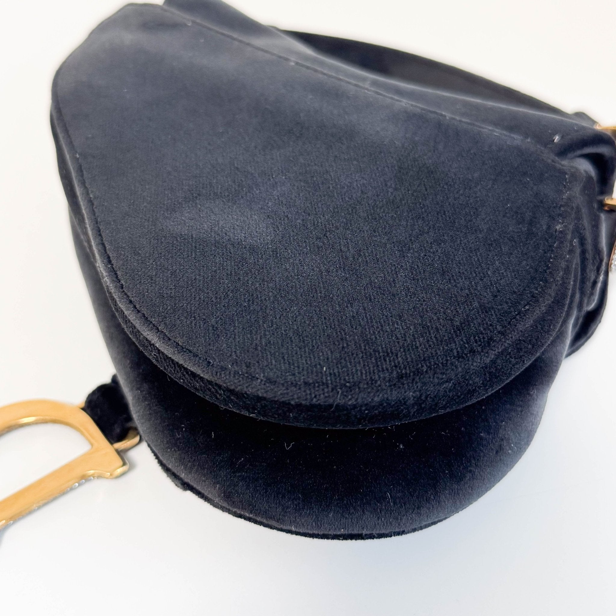 DIOR Mini Saddle Black Velvet Shoulder Bag with Rhinestone Hardware, in , Sold by HIVE PRELOVED - Shoulder Bags, ,
