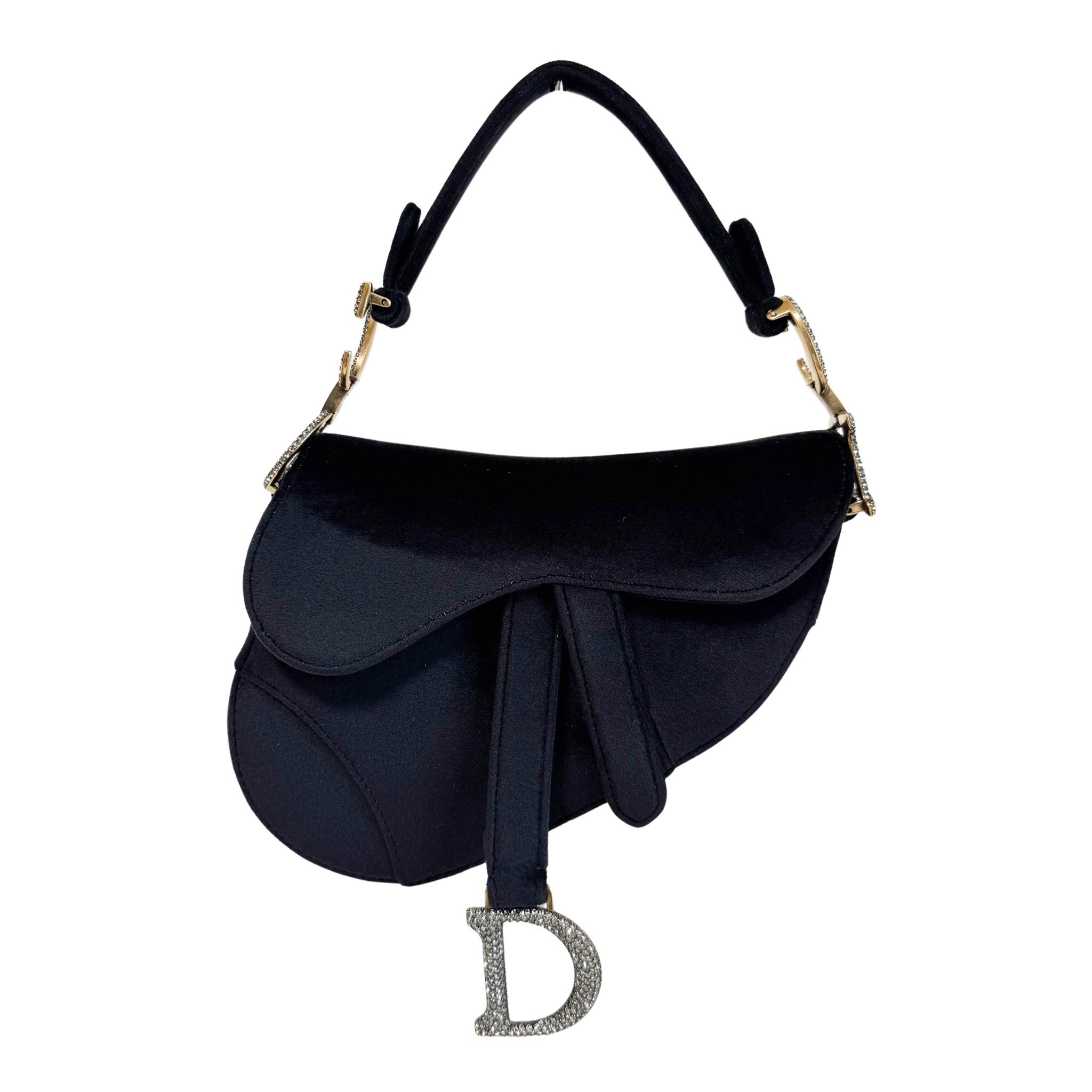 DIOR Mini Saddle Black Velvet Shoulder Bag with Rhinestone Hardware, in , Sold by HIVE PRELOVED - Shoulder Bags, ,