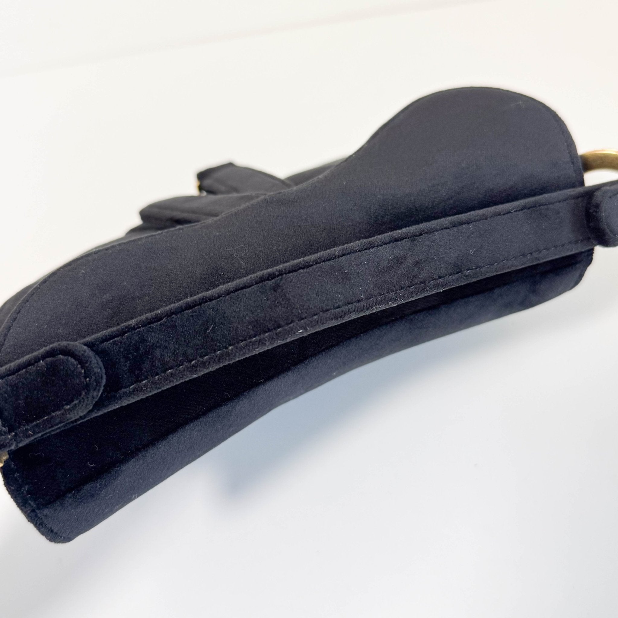 DIOR Mini Saddle Black Velvet Shoulder Bag with Rhinestone Hardware, in , Sold by HIVE PRELOVED - Shoulder Bags, ,