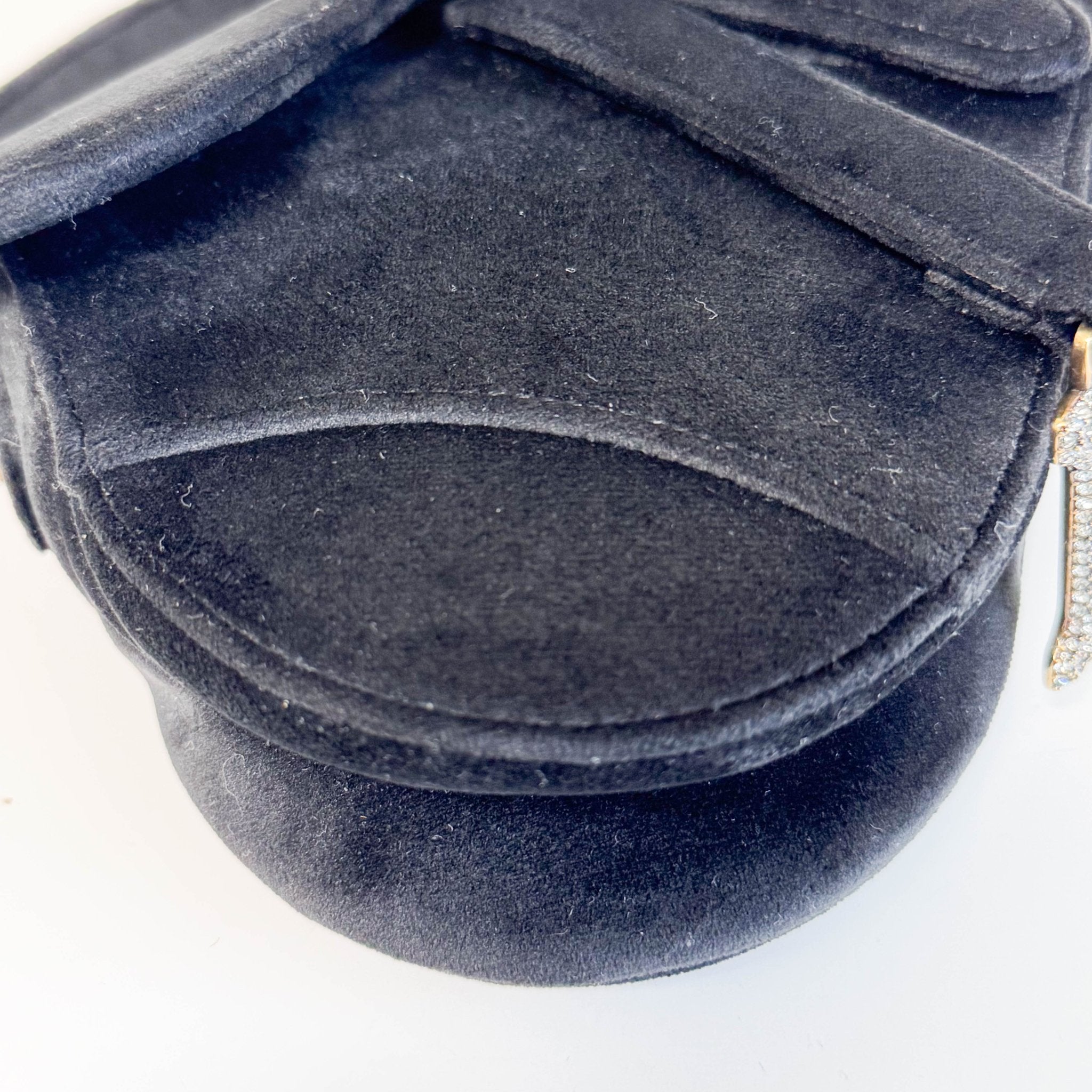 DIOR Mini Saddle Black Velvet Shoulder Bag with Rhinestone Hardware, in , Sold by HIVE PRELOVED - Shoulder Bags, ,