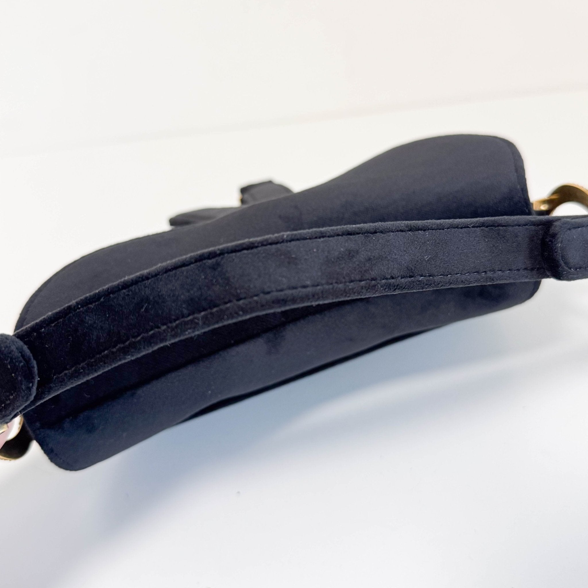 DIOR Mini Saddle Black Velvet Shoulder Bag with Rhinestone Hardware, in , Sold by HIVE PRELOVED - Shoulder Bags, ,