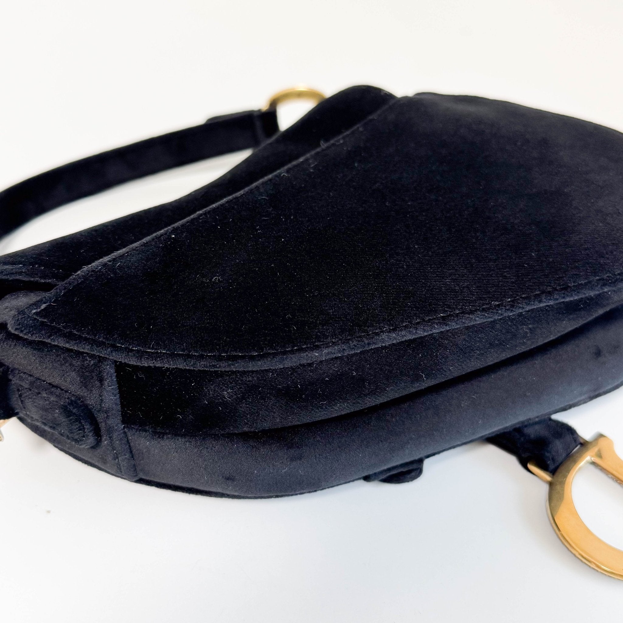 DIOR Mini Saddle Black Velvet Shoulder Bag with Rhinestone Hardware, in , Sold by HIVE PRELOVED - Shoulder Bags, ,