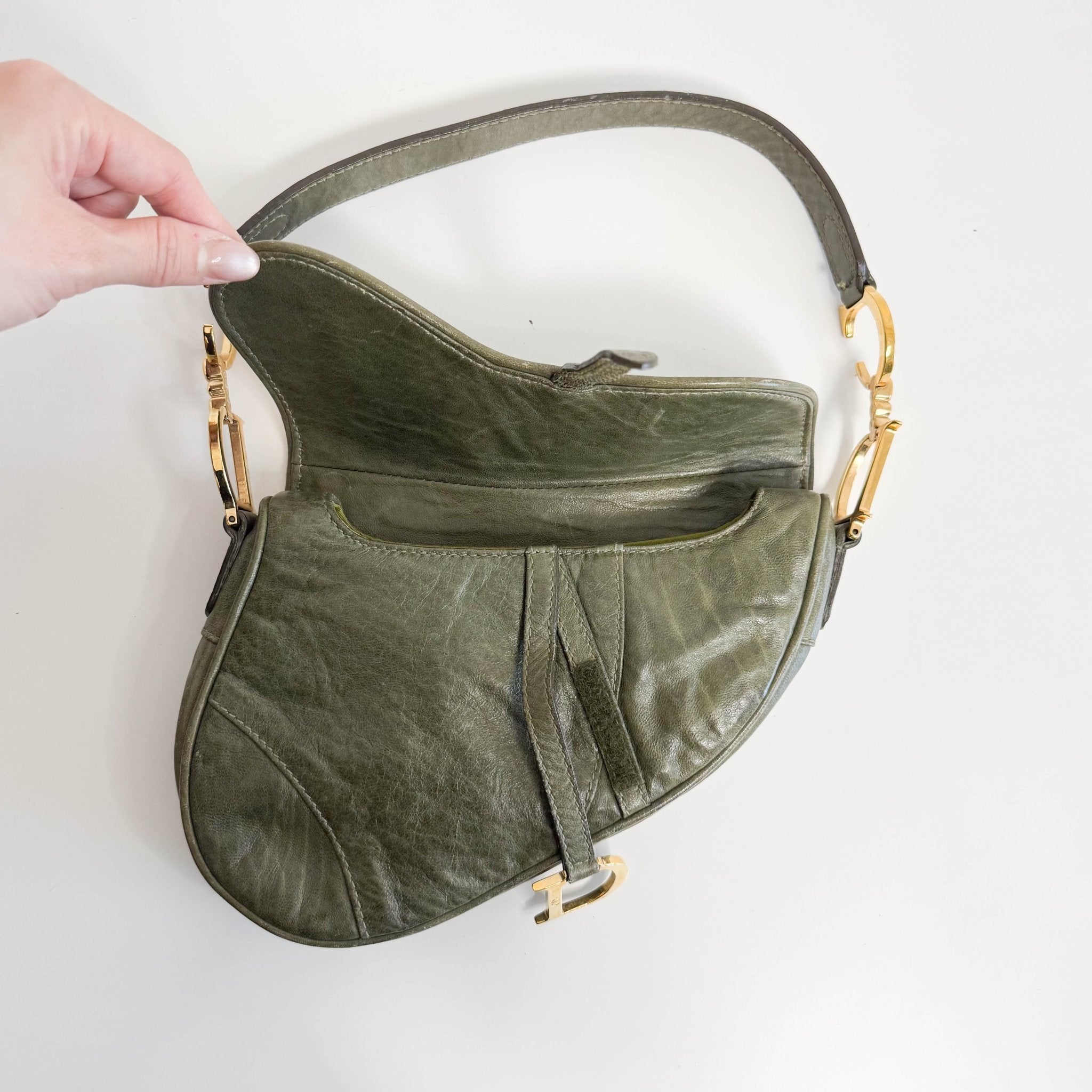 DIOR Mini Saddle Green Leather Bag, in , Sold by HIVE PRELOVED - Handle Bags, ,