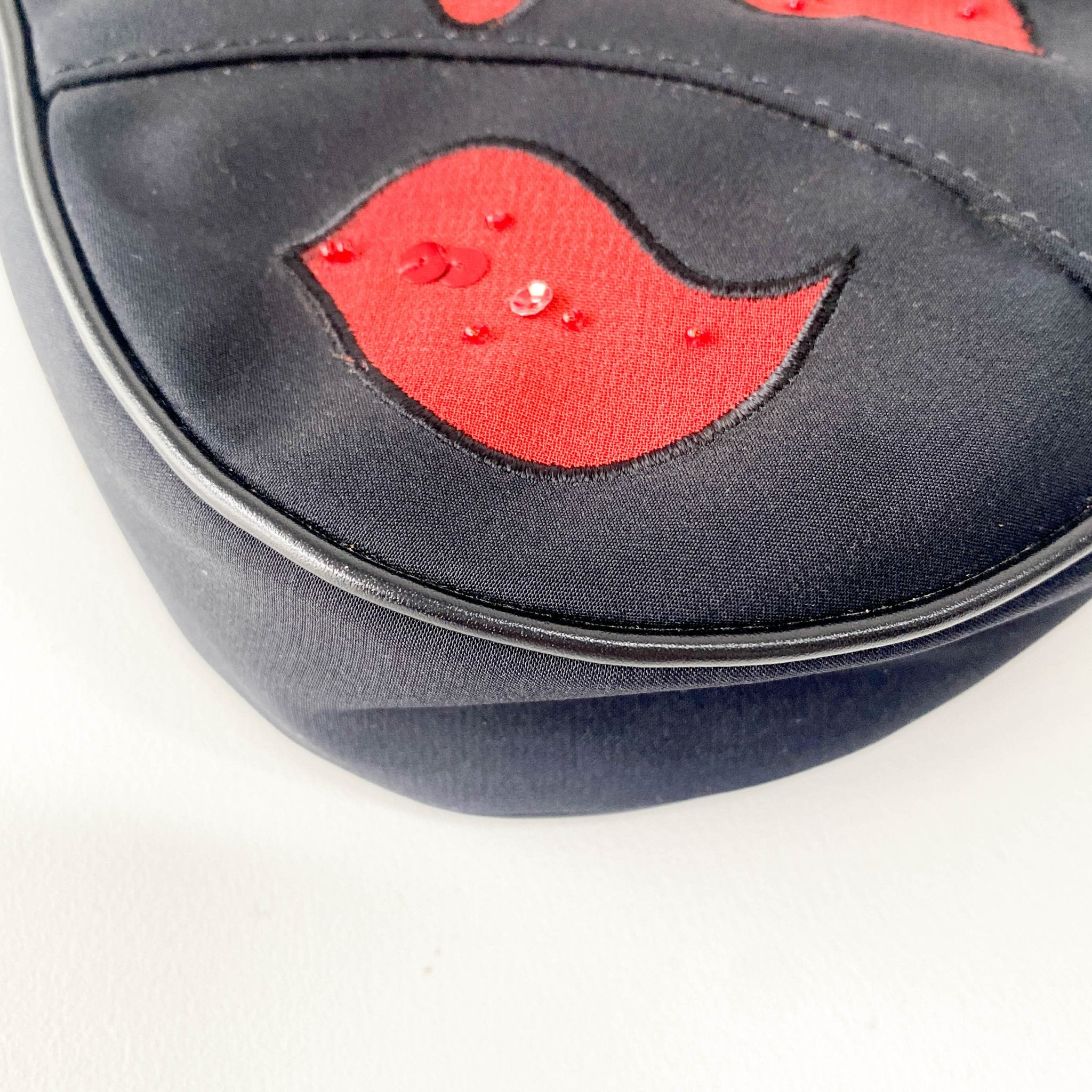 DIOR Mini Saddle Limited Edition Red Rose in Black Satin Shoulder Bag, in , Sold by HIVE PRELOVED - Handle Bags, Pouches, Shoulder Bags