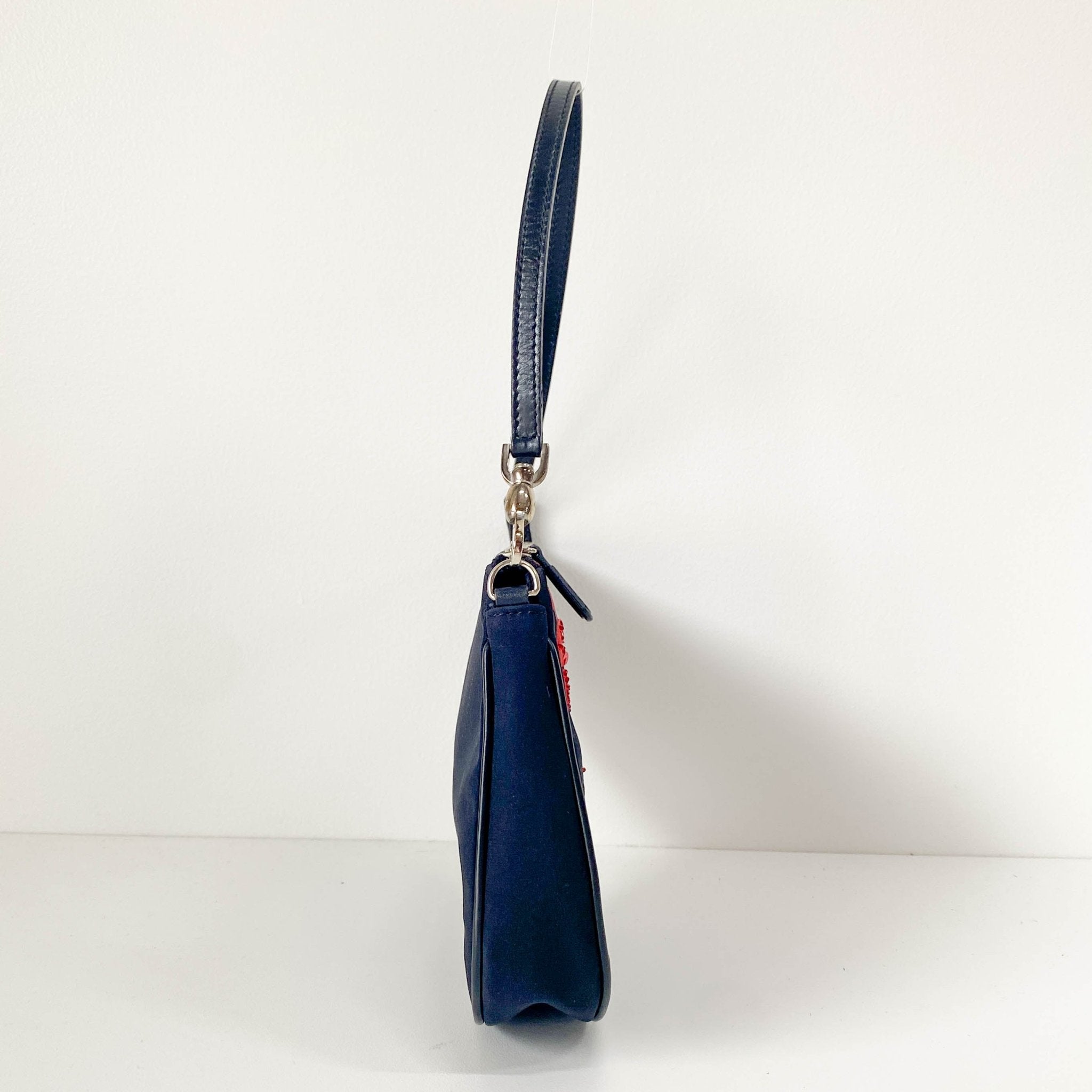 DIOR Mini Saddle Limited Edition Red Rose in Black Satin Shoulder Bag, in , Sold by HIVE PRELOVED - Handle Bags, Pouches, Shoulder Bags