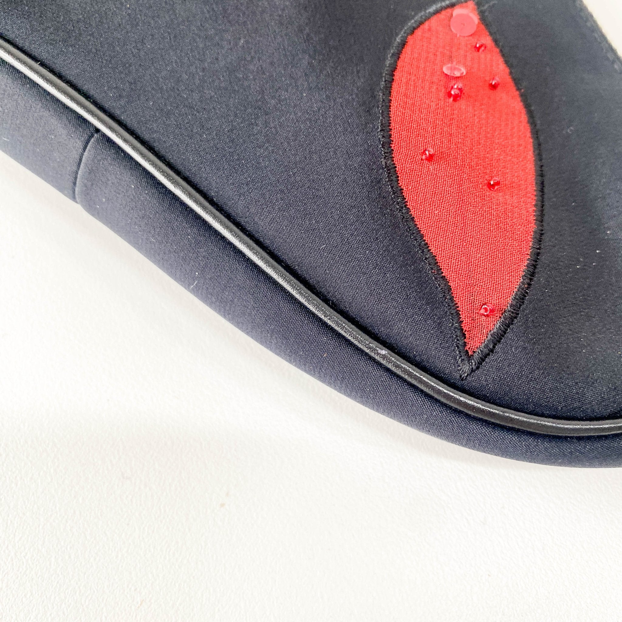 DIOR Mini Saddle Limited Edition Red Rose in Black Satin Shoulder Bag, in , Sold by HIVE PRELOVED - Handle Bags, Pouches, Shoulder Bags