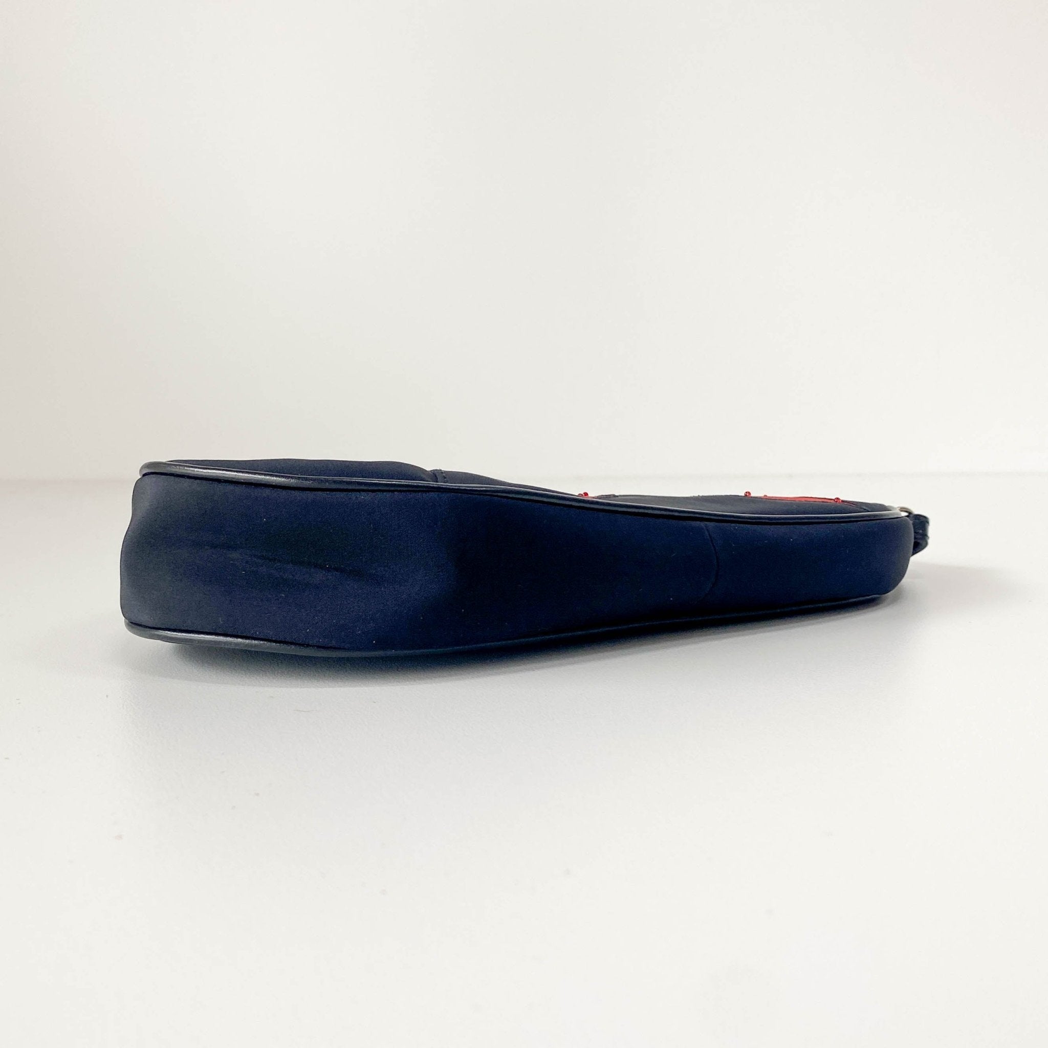 DIOR Mini Saddle Limited Edition Red Rose in Black Satin Shoulder Bag, in , Sold by HIVE PRELOVED - Handle Bags, Pouches, Shoulder Bags