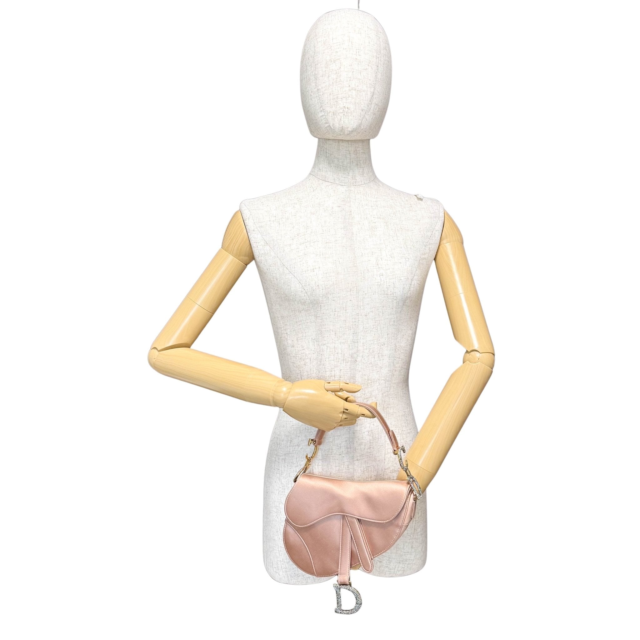 DIOR Mini Saddle Pink Satin Shoulder Bag with Rhinestone Hardware, in , Sold by HIVE PRELOVED - Handle Bags, ,