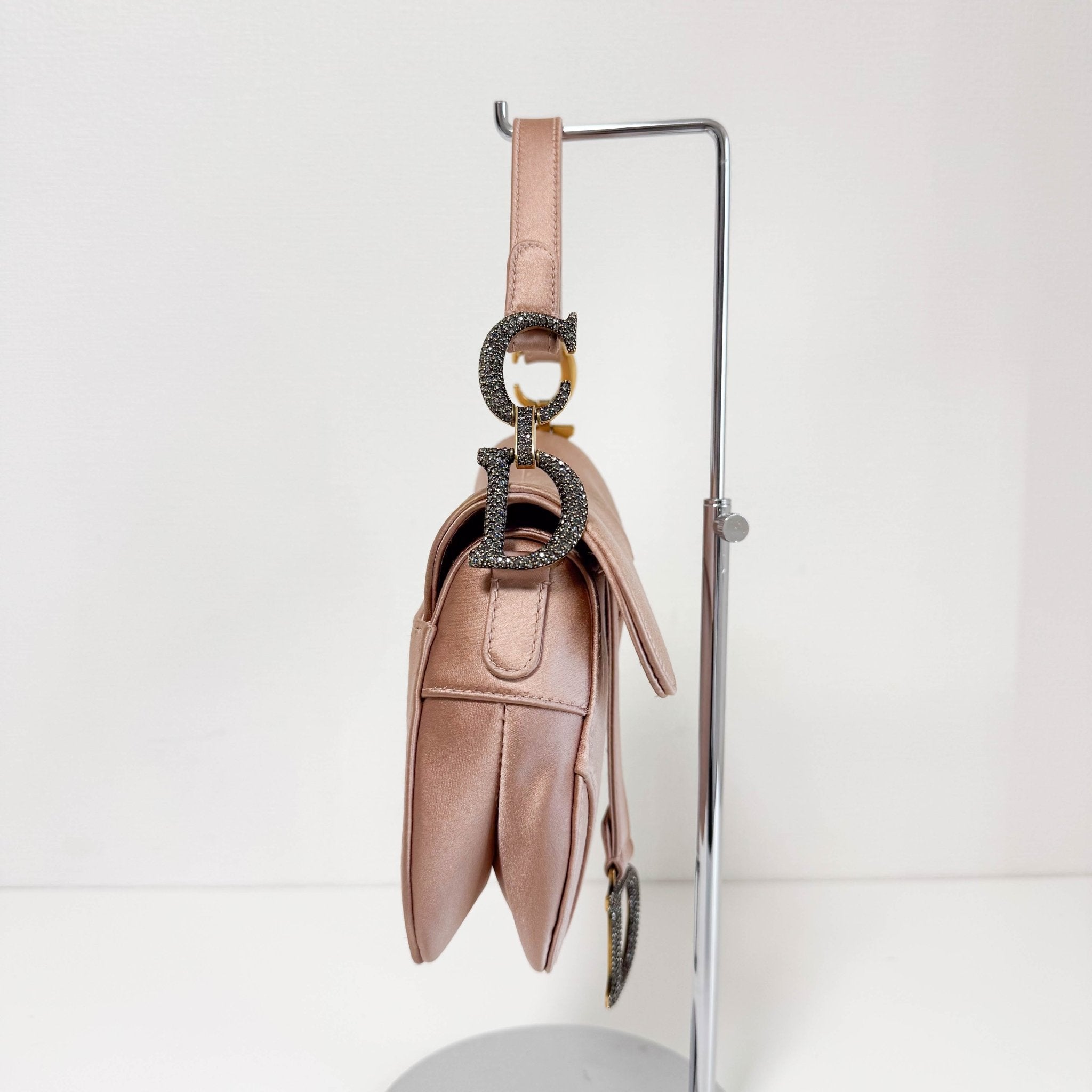 DIOR Mini Saddle Pink Satin Shoulder Bag with Rhinestone Hardware, in , Sold by HIVE PRELOVED - Shoulder Bags, ,