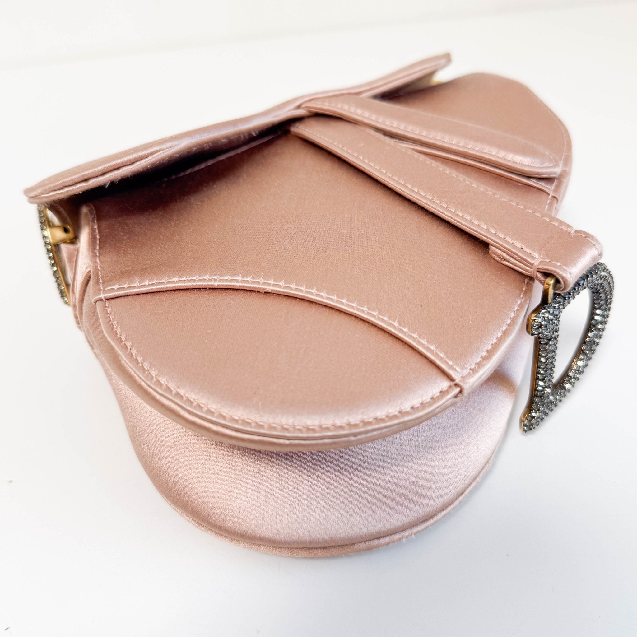 DIOR Mini Saddle Pink Satin Shoulder Bag with Rhinestone Hardware, in , Sold by HIVE PRELOVED - Shoulder Bags, ,