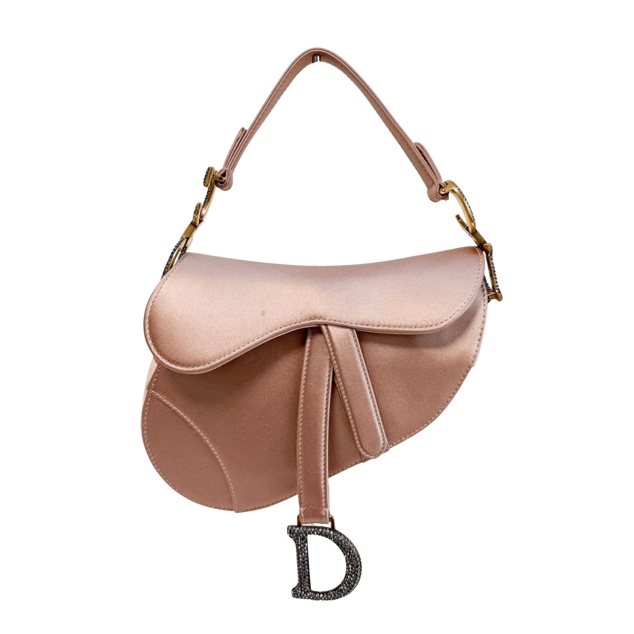 DIOR Mini Saddle Pink Satin Shoulder Bag with Rhinestone Hardware, in , Sold by HIVE PRELOVED - Shoulder Bags, ,