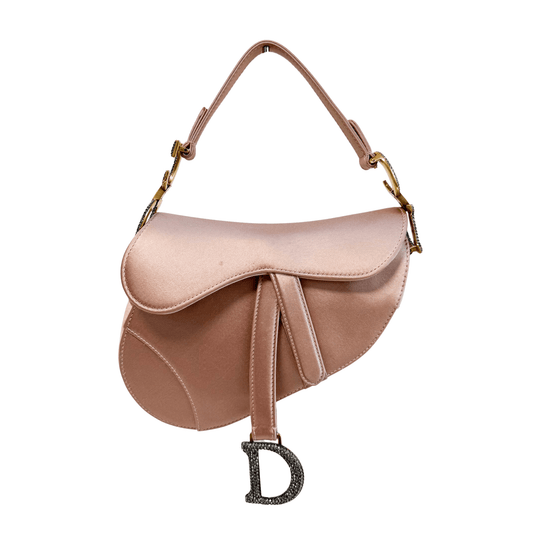 DIOR Mini Saddle Pink Satin Shoulder Bag with Rhinestone Hardware, in , Sold by HIVE PRELOVED - Shoulder Bags, ,