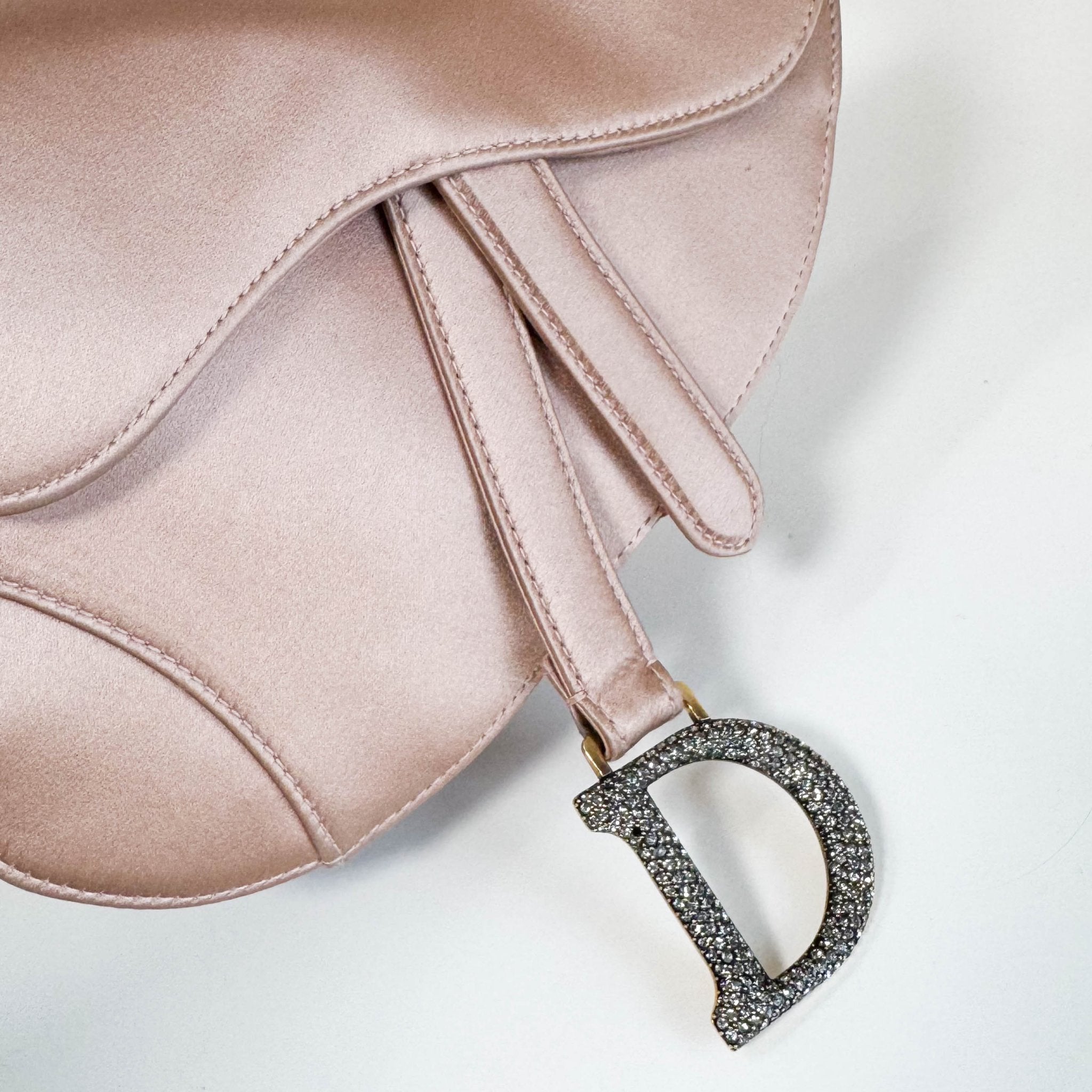 DIOR Mini Saddle Pink Satin Shoulder Bag with Rhinestone Hardware, in , Sold by HIVE PRELOVED - Handle Bags, ,