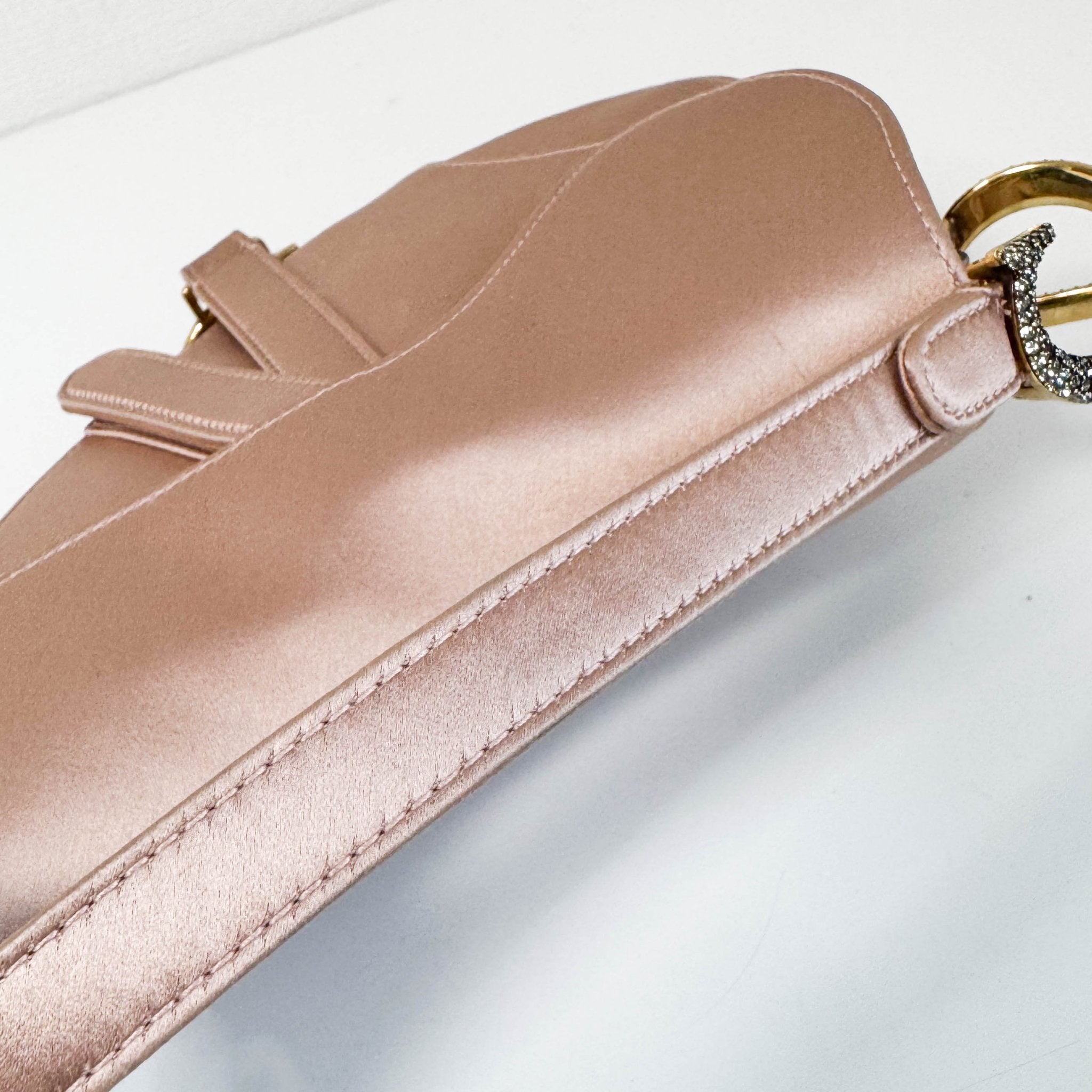 DIOR Mini Saddle Pink Satin Shoulder Bag with Rhinestone Hardware, in , Sold by HIVE PRELOVED - Handle Bags, ,