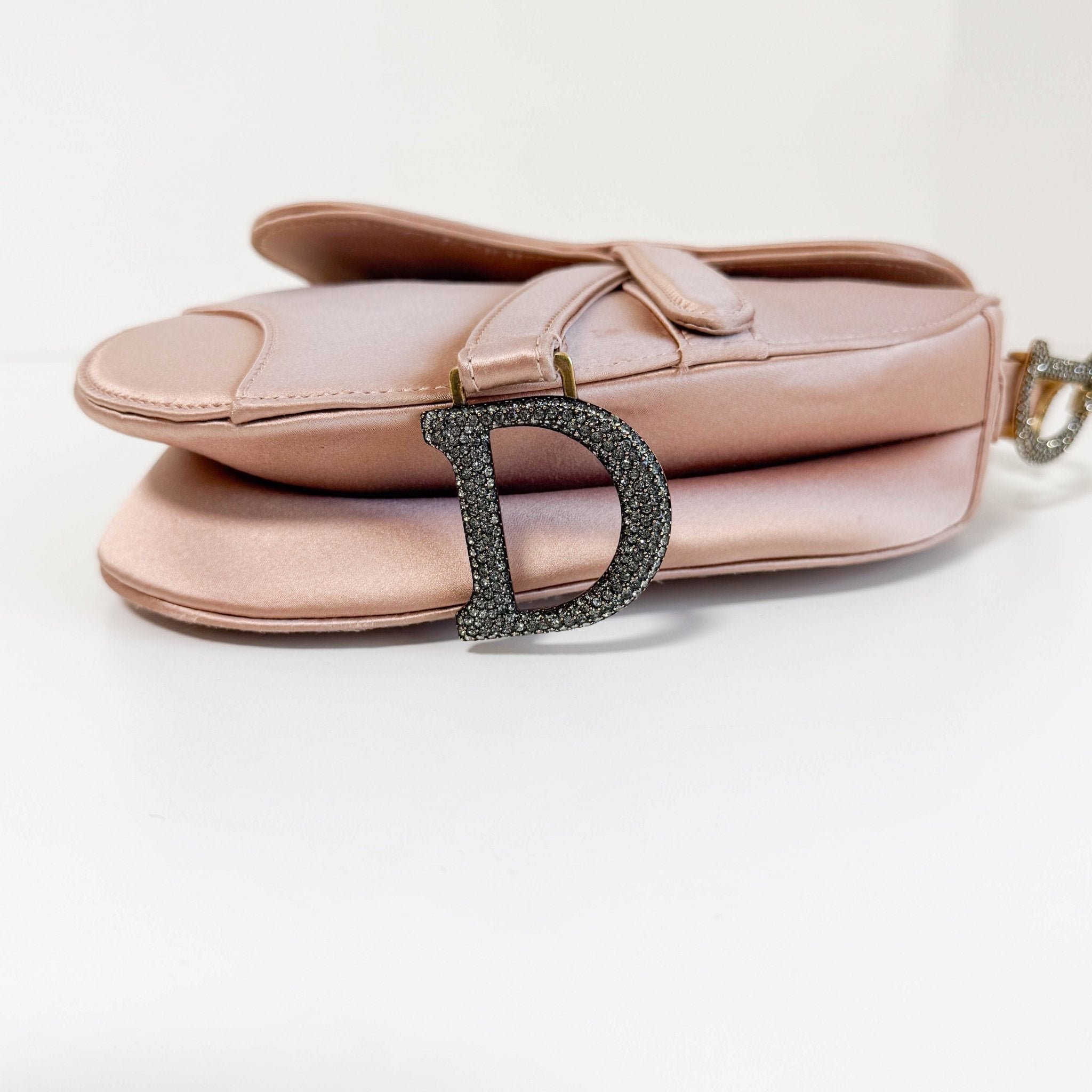 DIOR Mini Saddle Pink Satin Shoulder Bag with Rhinestone Hardware, in , Sold by HIVE PRELOVED - Shoulder Bags, ,