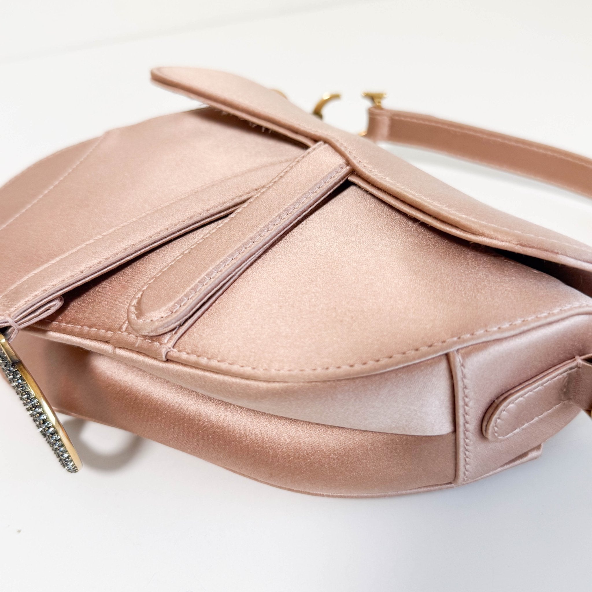 DIOR Mini Saddle Pink Satin Shoulder Bag with Rhinestone Hardware, in , Sold by HIVE PRELOVED - Shoulder Bags, ,