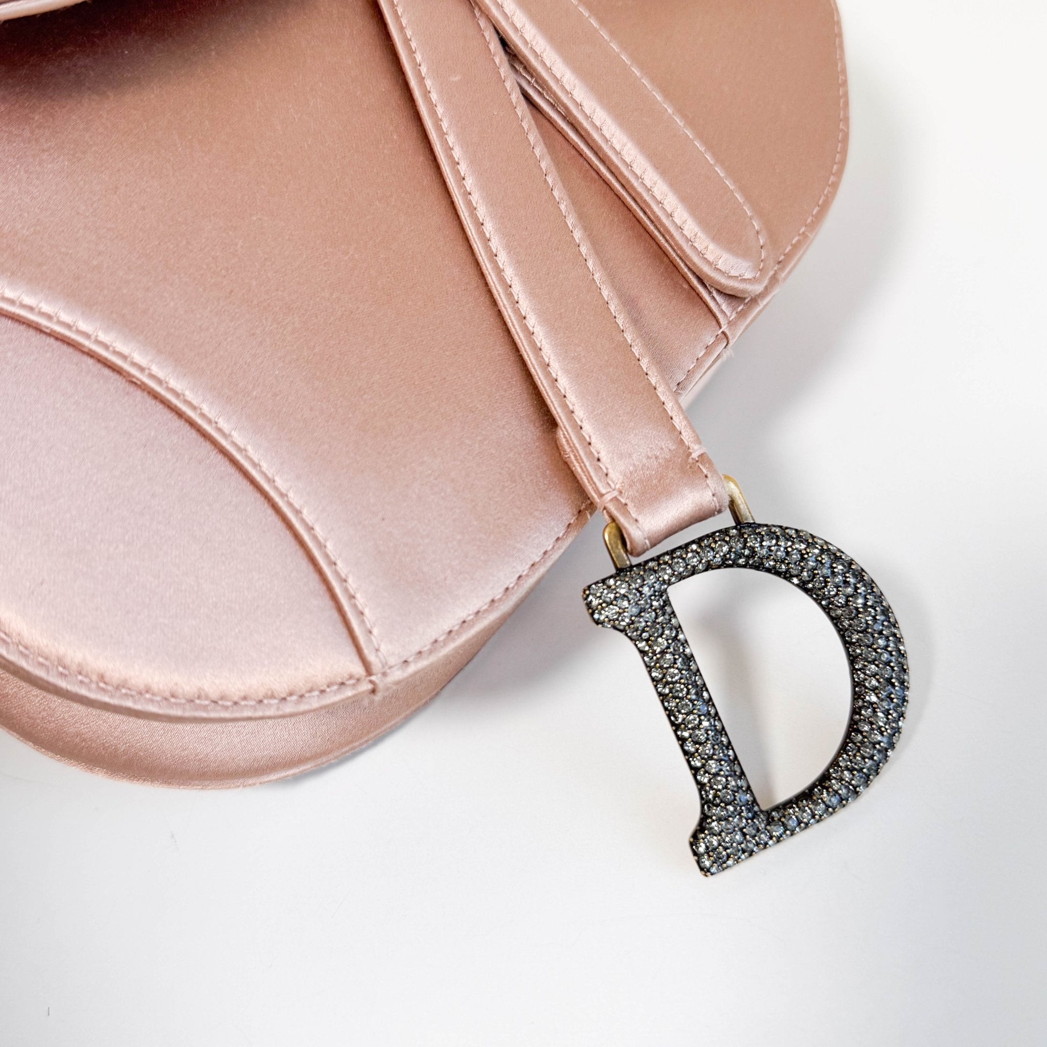 DIOR Mini Saddle Pink Satin Shoulder Bag with Rhinestone Hardware, in , Sold by HIVE PRELOVED - Shoulder Bags, ,