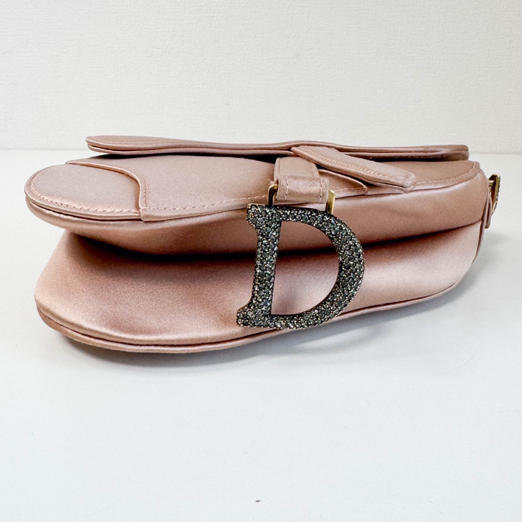 DIOR Mini Saddle Pink Satin Shoulder Bag with Rhinestone Hardware, in , Sold by HIVE PRELOVED - Handle Bags, ,