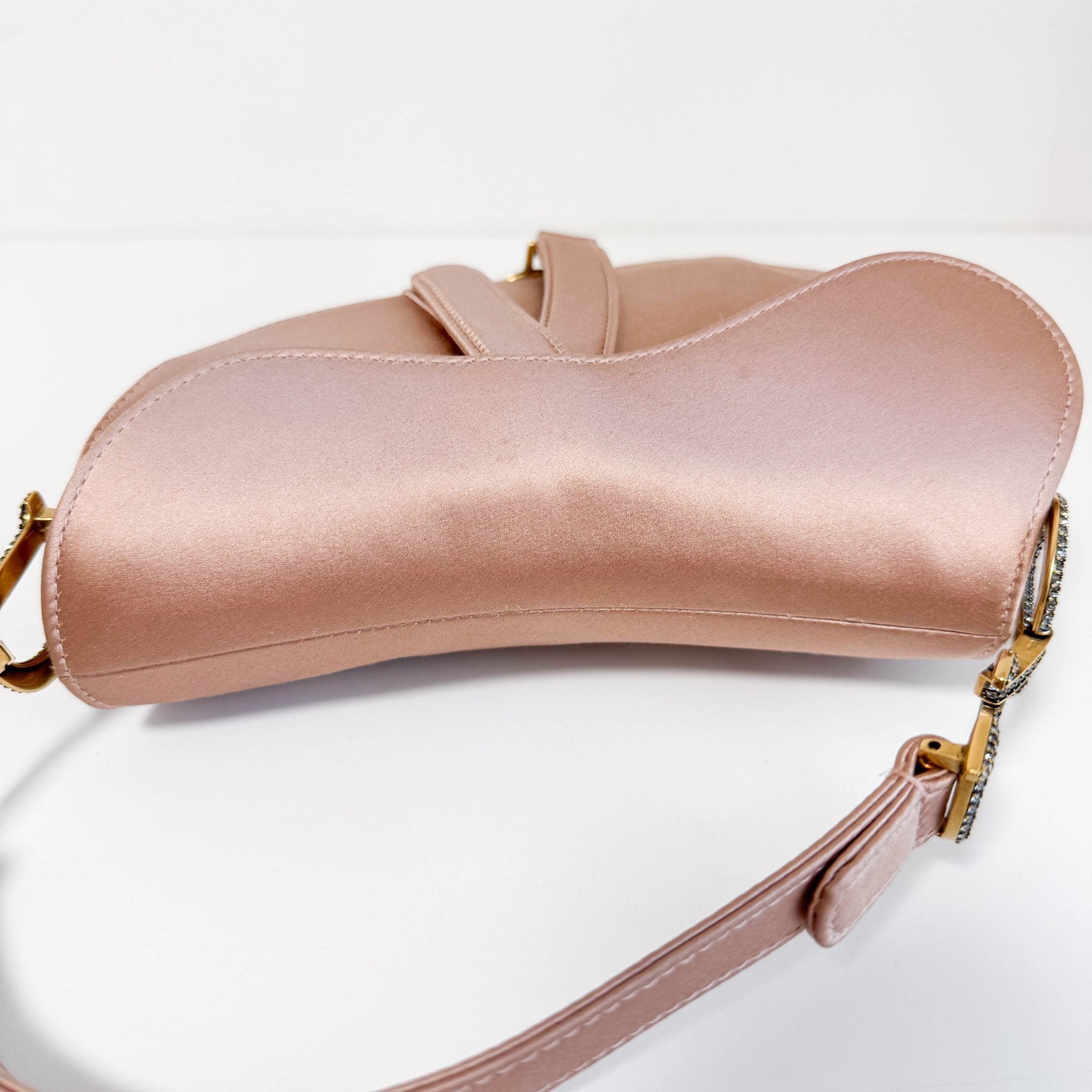 DIOR Mini Saddle Pink Satin Shoulder Bag with Rhinestone Hardware, in , Sold by HIVE PRELOVED - Shoulder Bags, ,