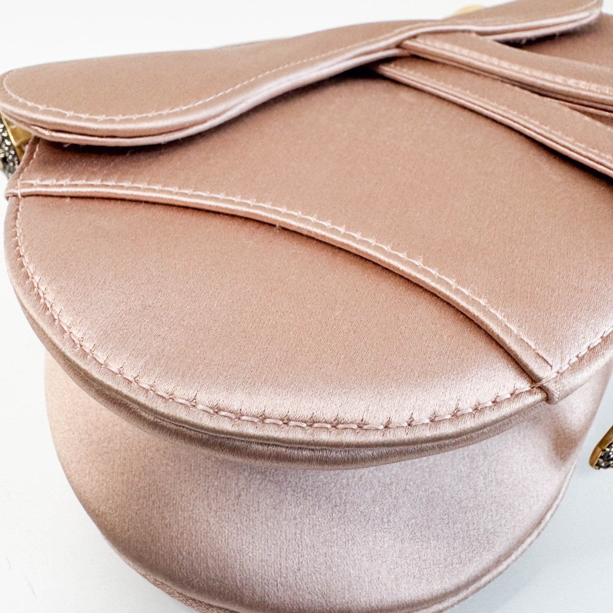 DIOR Mini Saddle Pink Satin Shoulder Bag with Rhinestone Hardware, in , Sold by HIVE PRELOVED - Handle Bags, ,