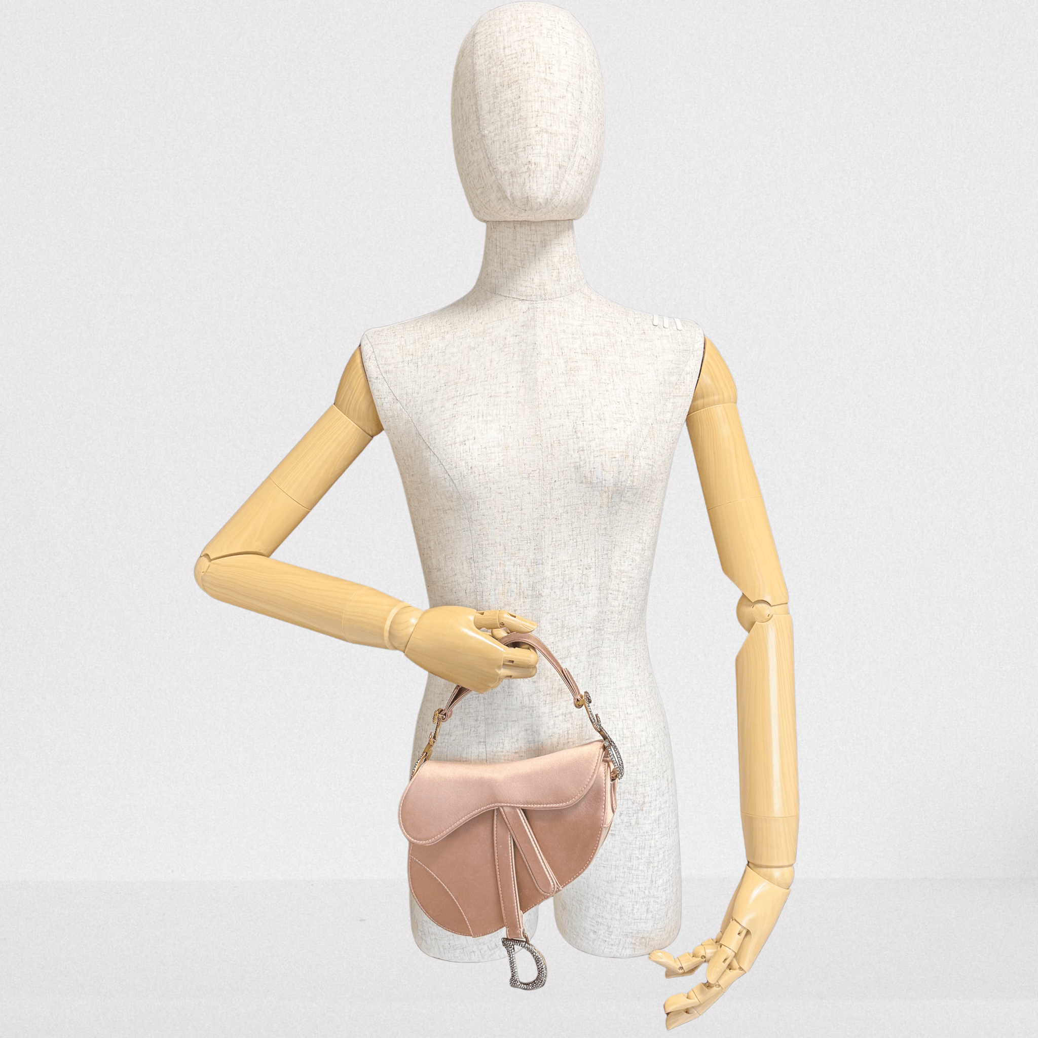 DIOR Mini Saddle Pink Satin Shoulder Bag with Rhinestone Hardware, in , Sold by HIVE PRELOVED - Shoulder Bags, ,