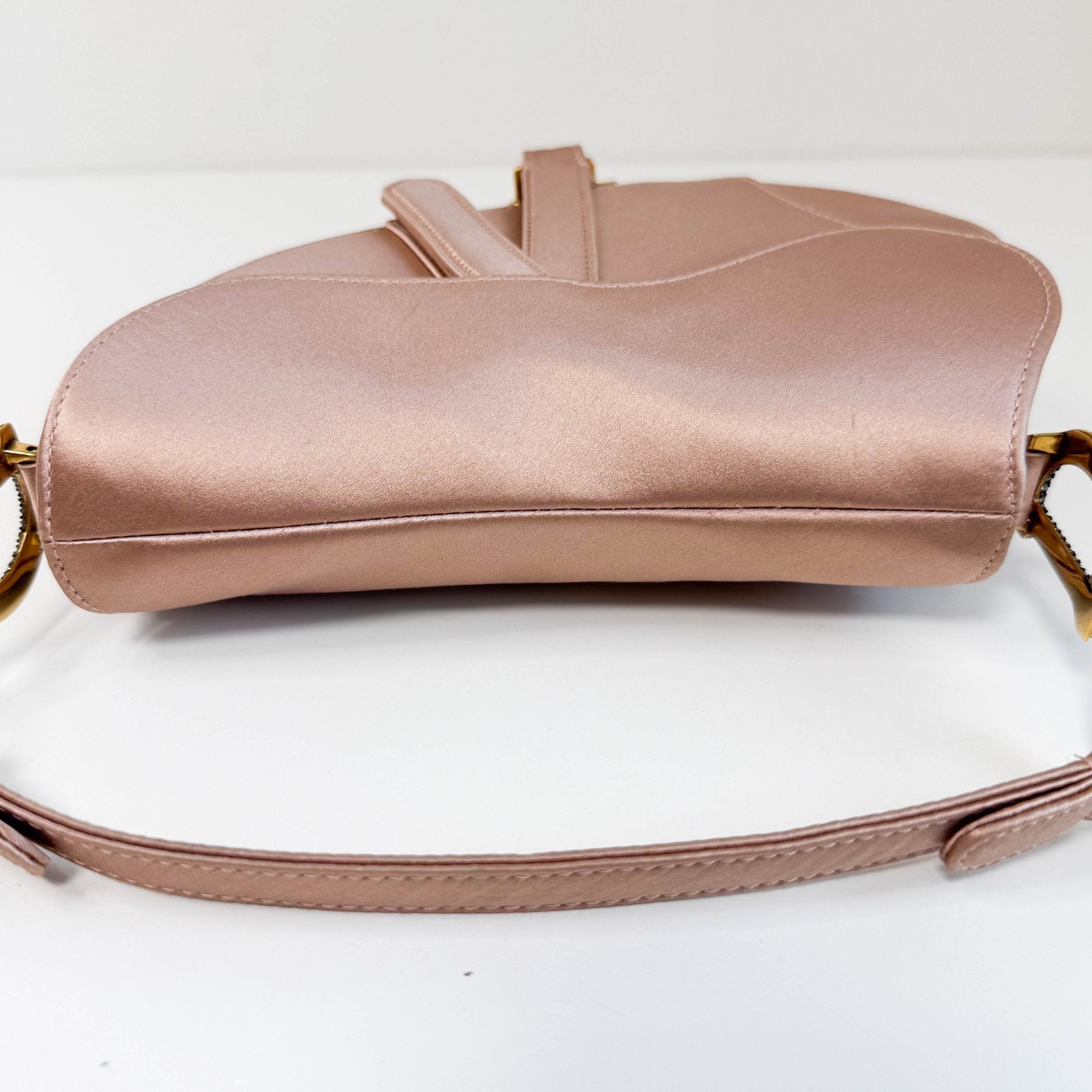 DIOR Mini Saddle Pink Satin Shoulder Bag with Rhinestone Hardware, in , Sold by HIVE PRELOVED - Handle Bags, ,