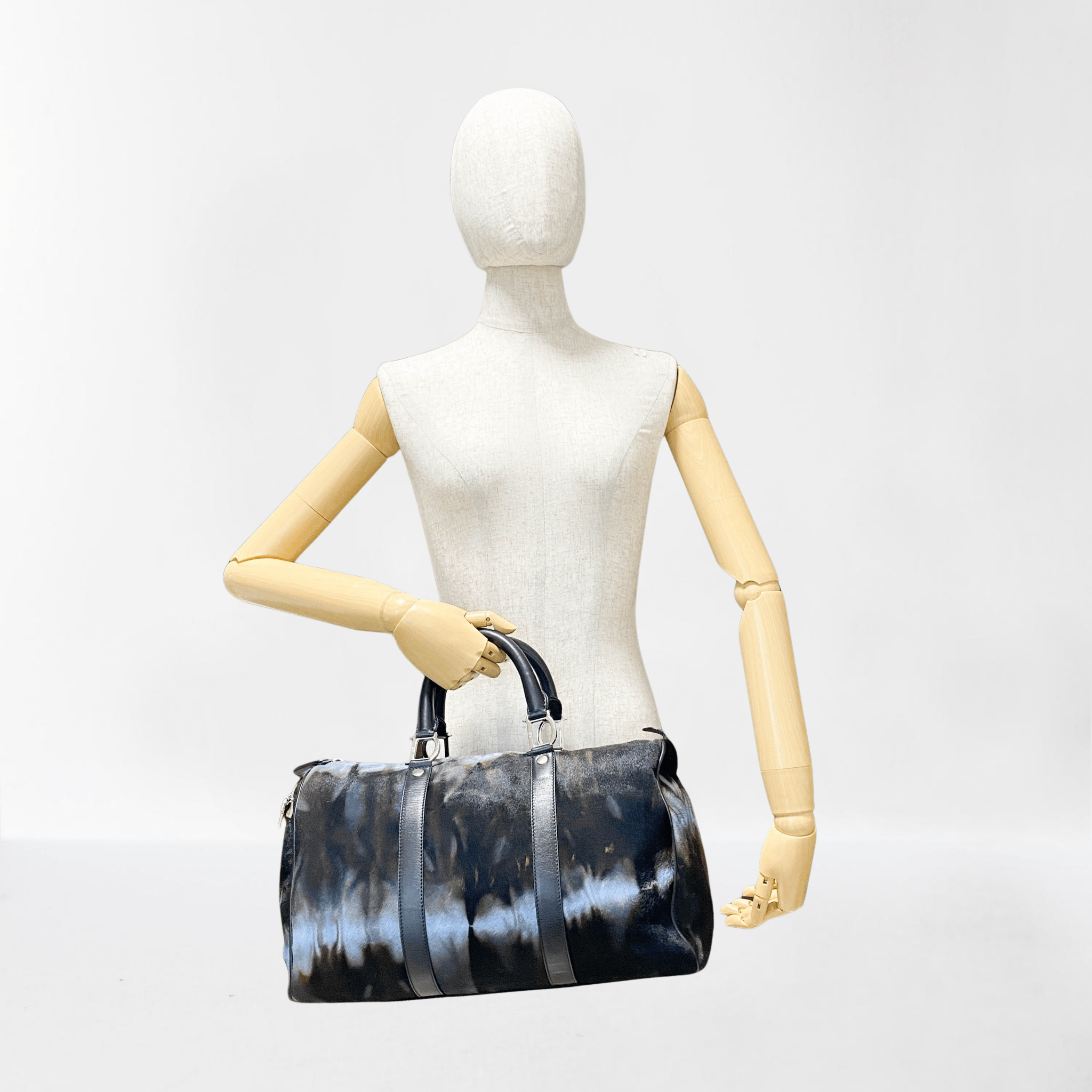 DIOR Pony Hair Brown/Blue Bowling Bag, in , Sold by HIVE PRELOVED - Handle Bags, ,