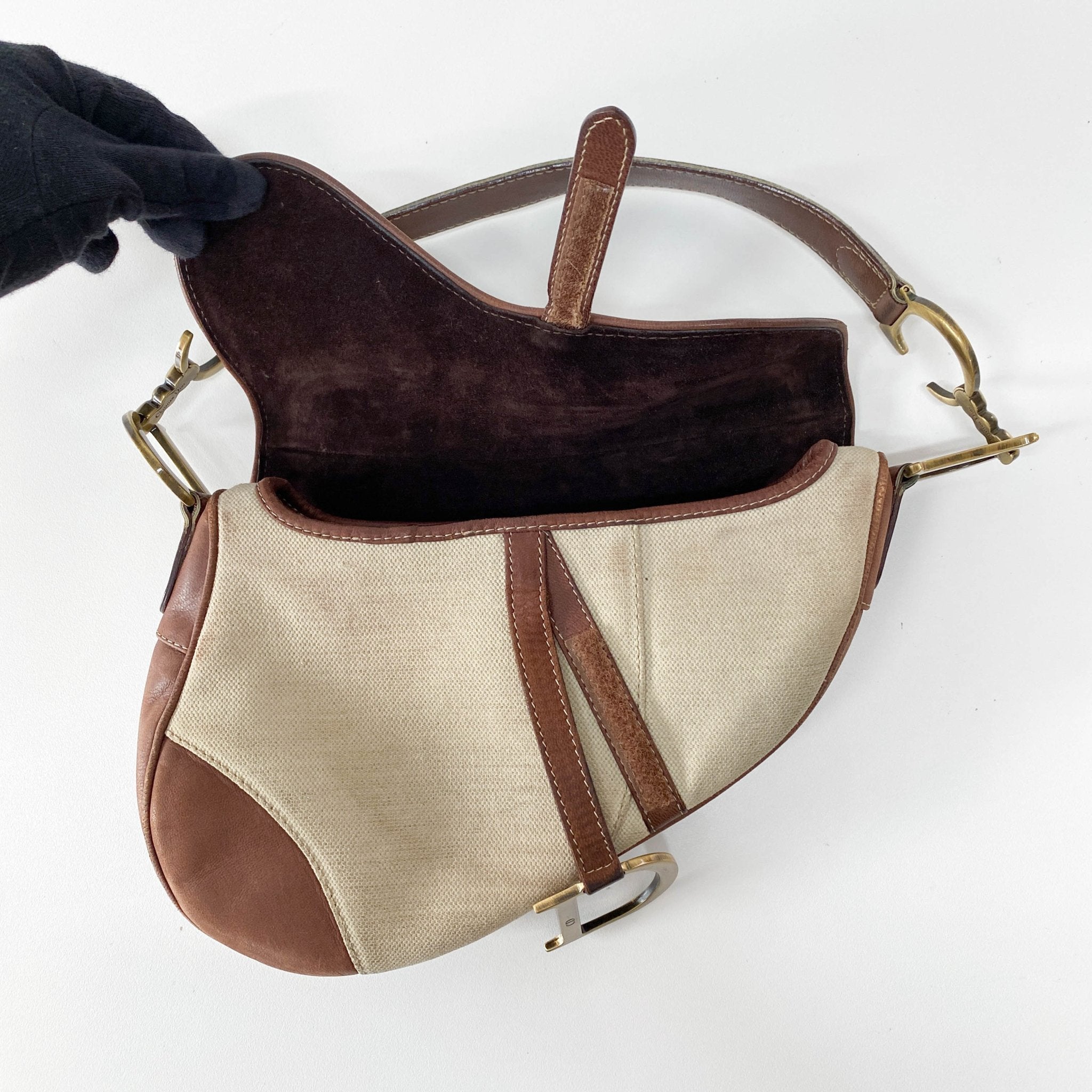 DIOR Saddle Bag Brown Leather and Canvas, in , Sold by HIVE PRELOVED - Shoulder Bags, ,