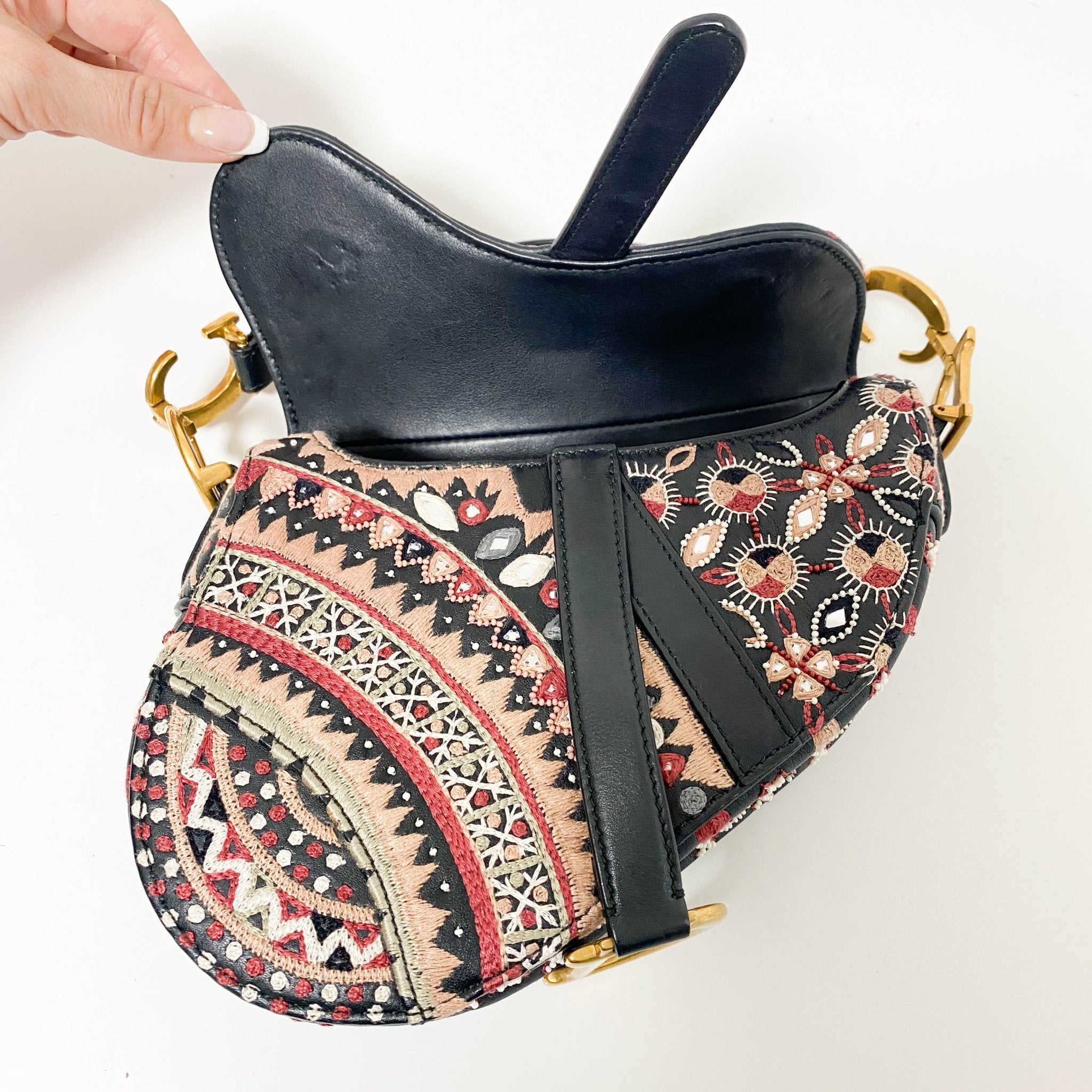 DIOR Saddle Bag Embroidered and Beaded Leather, in , Sold by HIVE PRELOVED - Mini bags, Shoulder Bags,