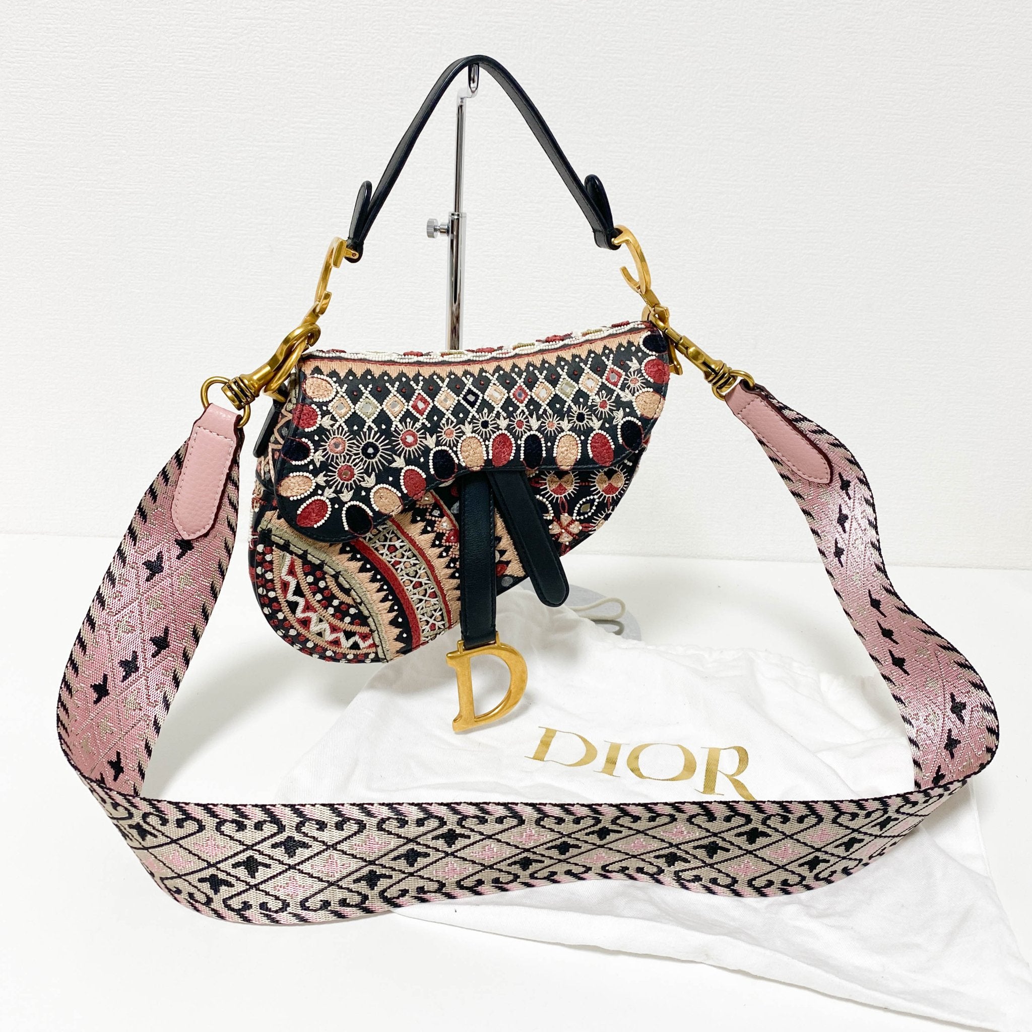 DIOR Saddle Bag Embroidered and Beaded Leather, in , Sold by HIVE PRELOVED - Mini bags, Shoulder Bags,